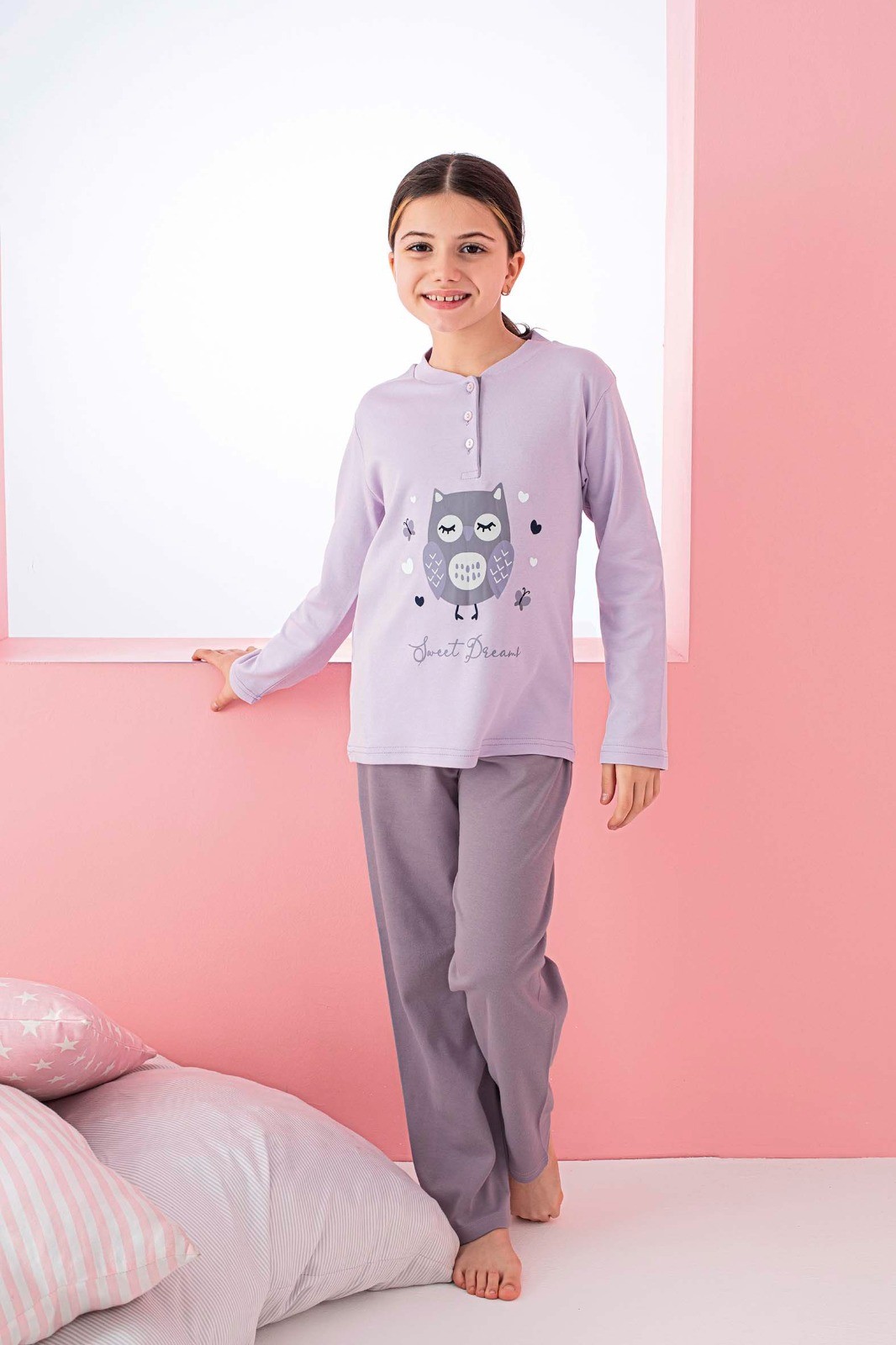 Garson Boy Lila Kız Çocuk Pijama Takımı