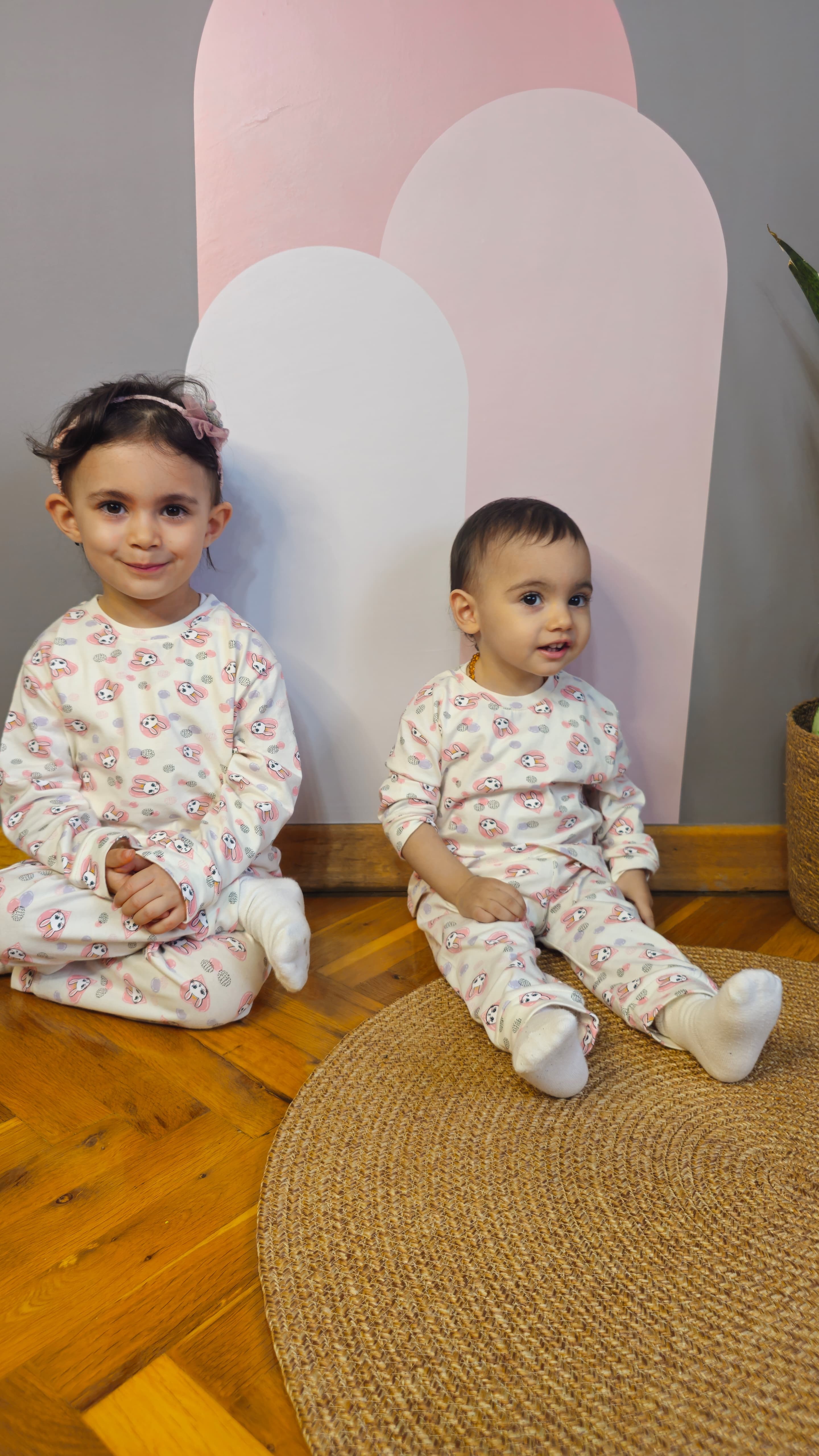 Manşetli Krem Çocuk Pijama Takımı