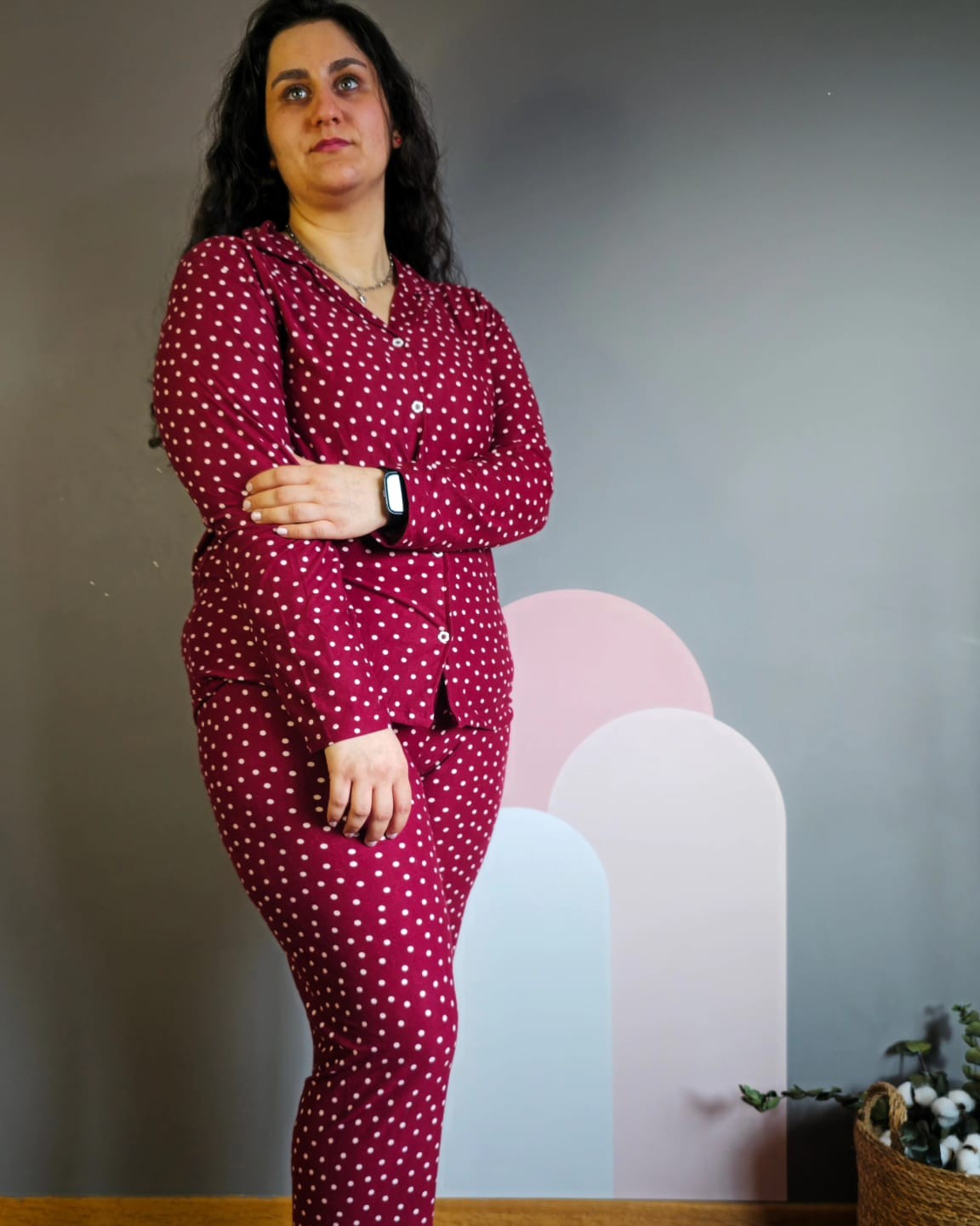 Süet Bordo Büyük Beden Kadın Pijama Takımı