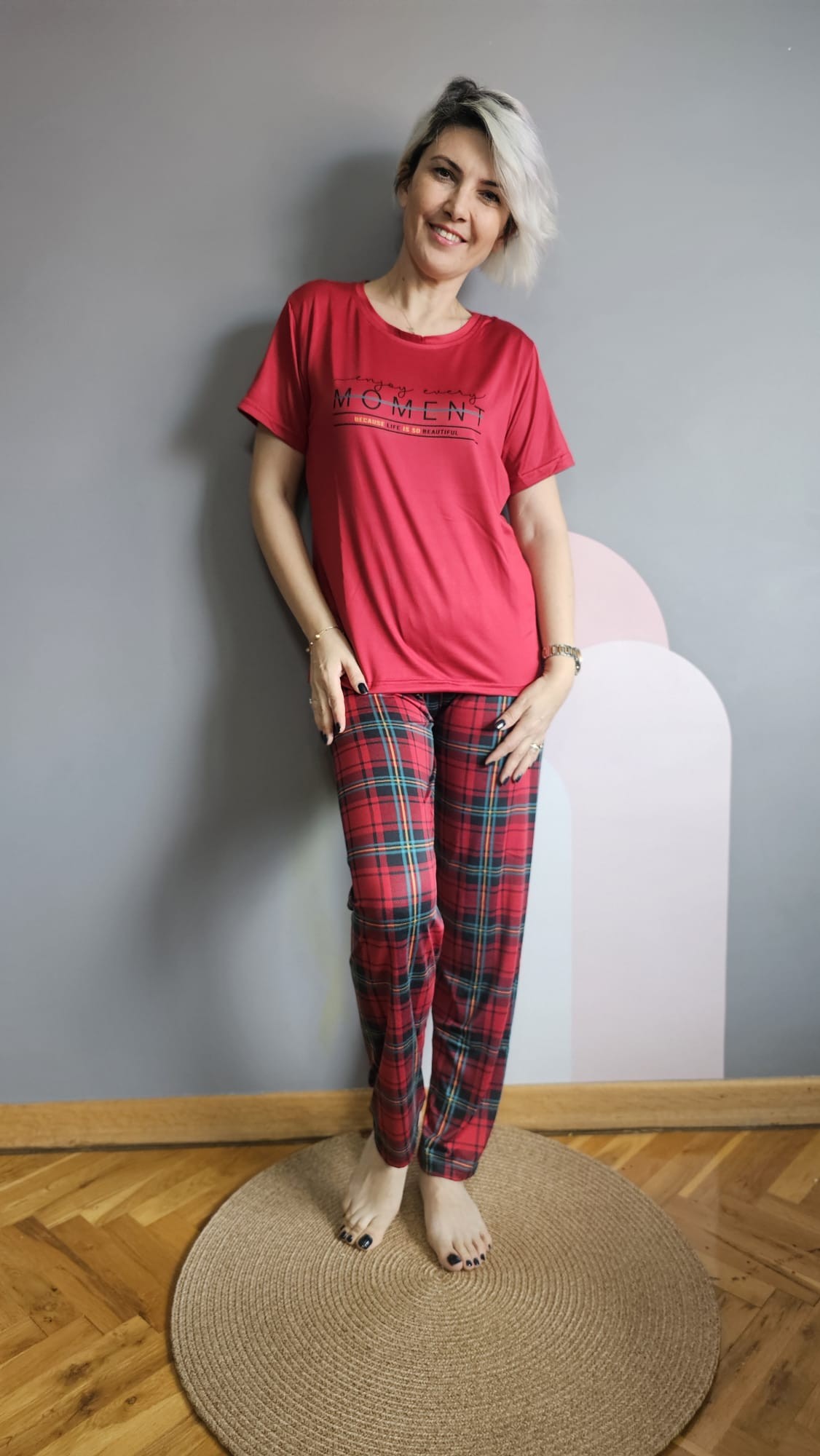 Milan Kumaş Kırmızı Kadın Pijama Takımı
