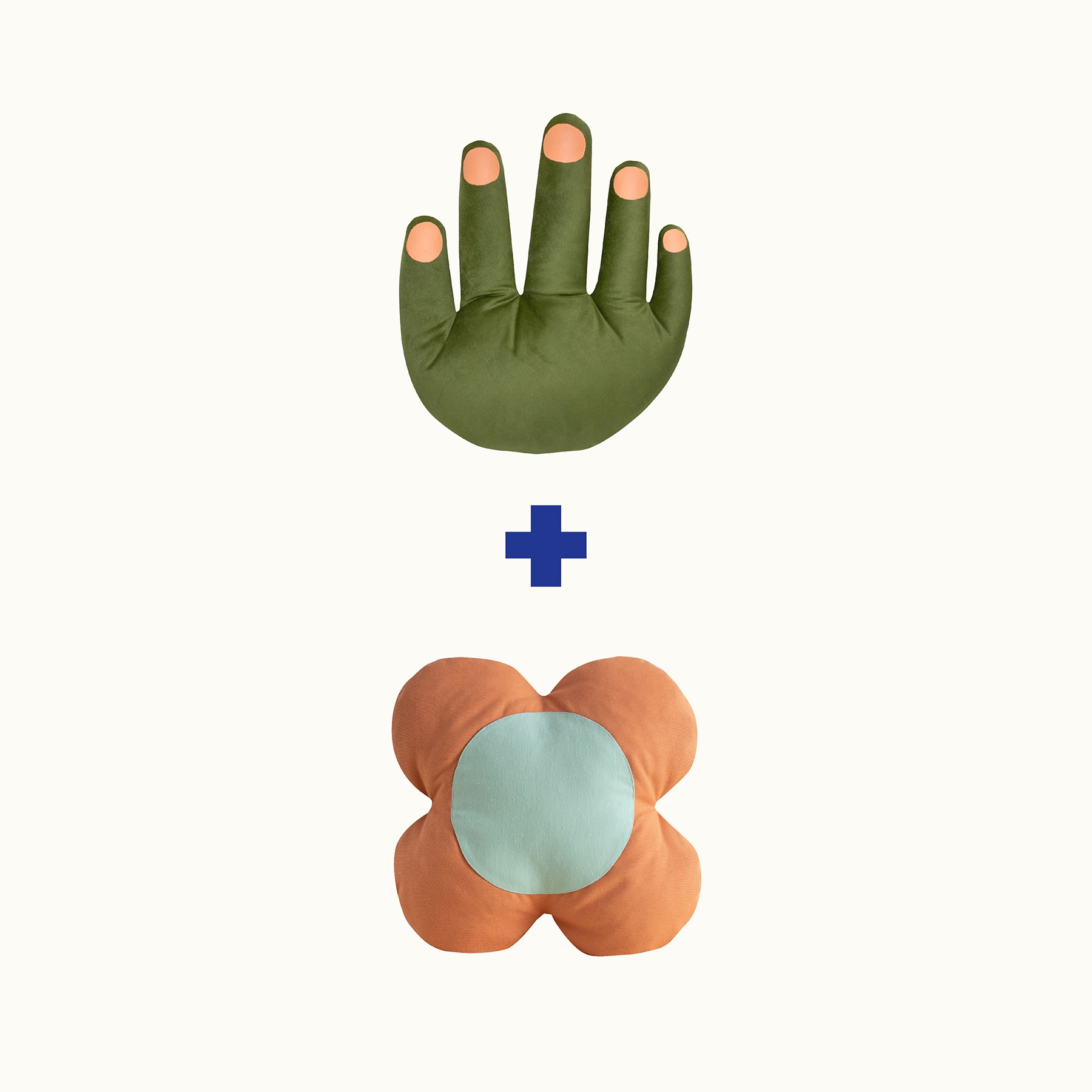 Gulyabani El + Flower (4 Yapraklı) Yastık Seti - Yağ Yeşili