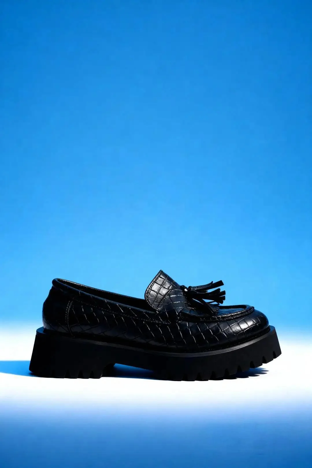 Alina Kadın püskülü laofer - siyah kroka