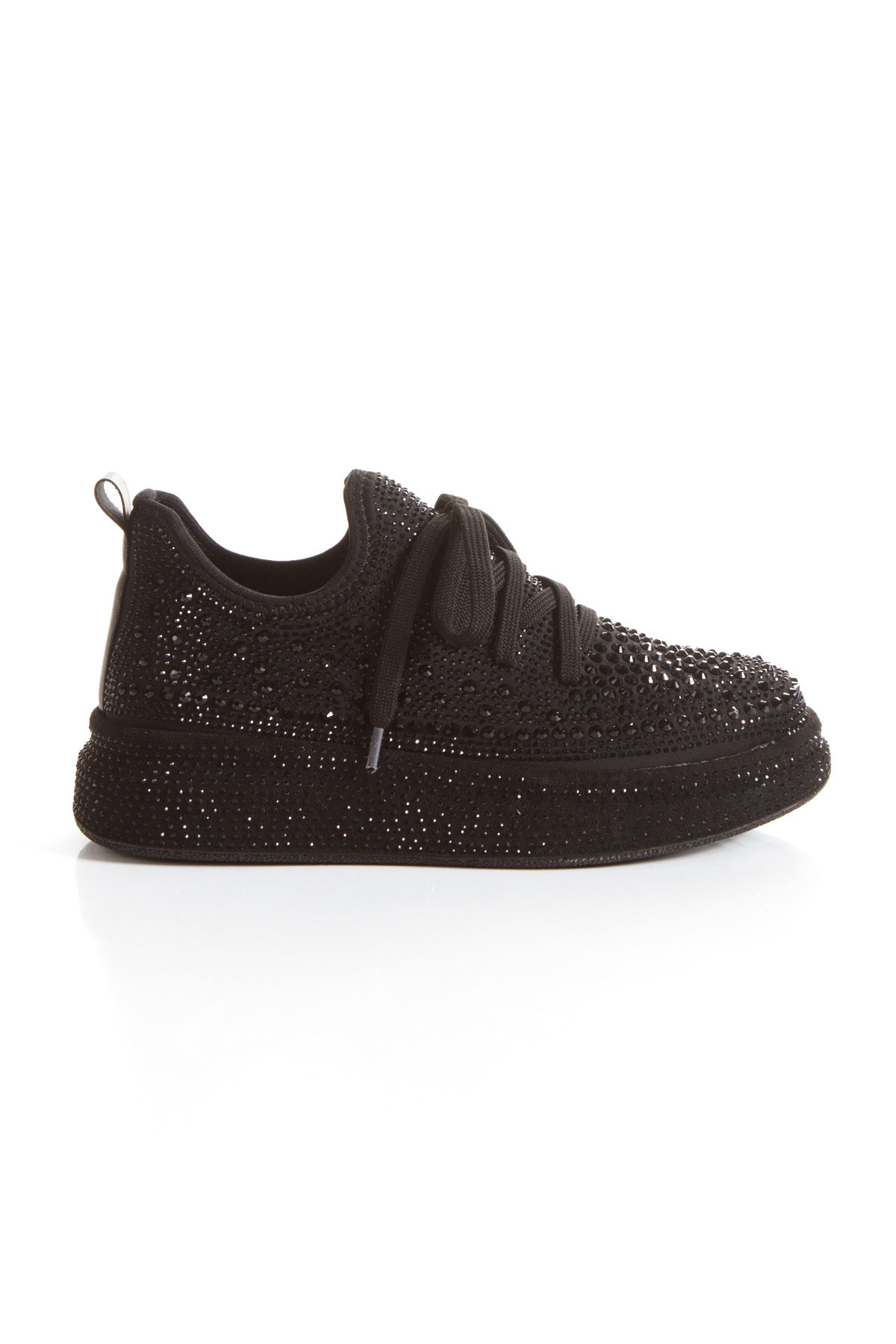 Evie  Taşlı Yüksek Platform Tabanlı Sneaker - siyah