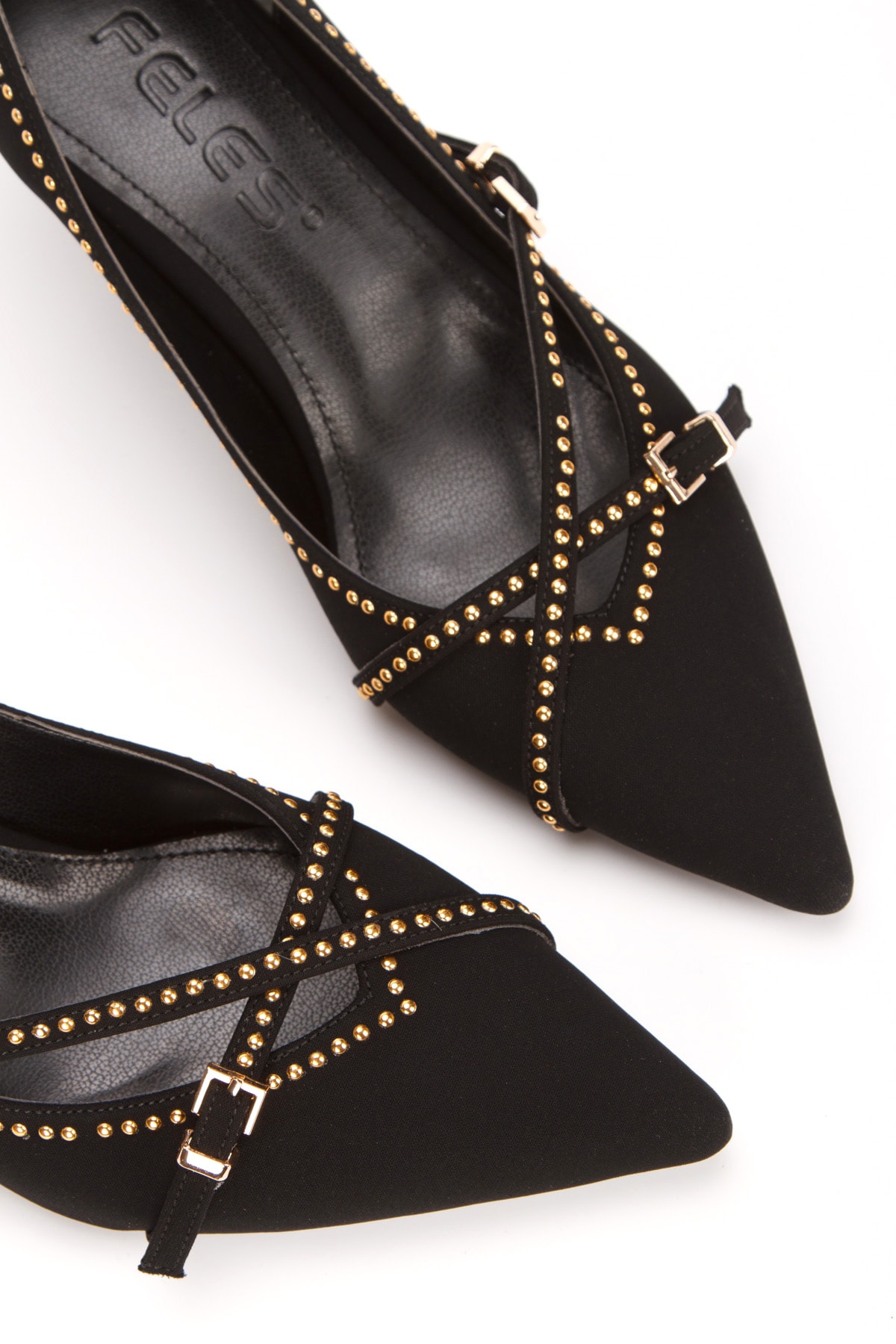 Nope Çift Bantlı Toka Detaylı  Kadın Topuklu Ayakkabı - siyah