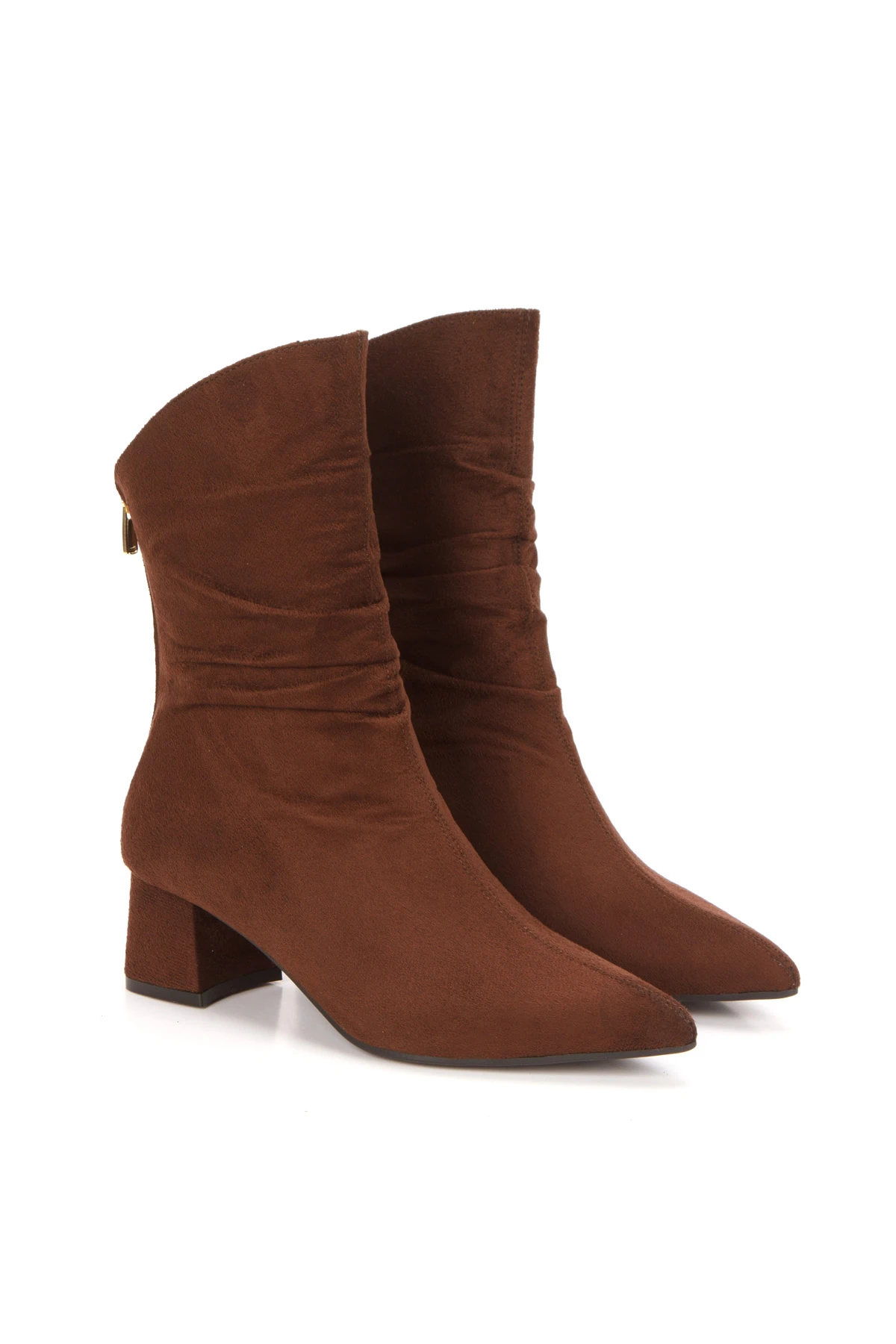 Emma kadın körüklü kalın topuk bot - kahverengi