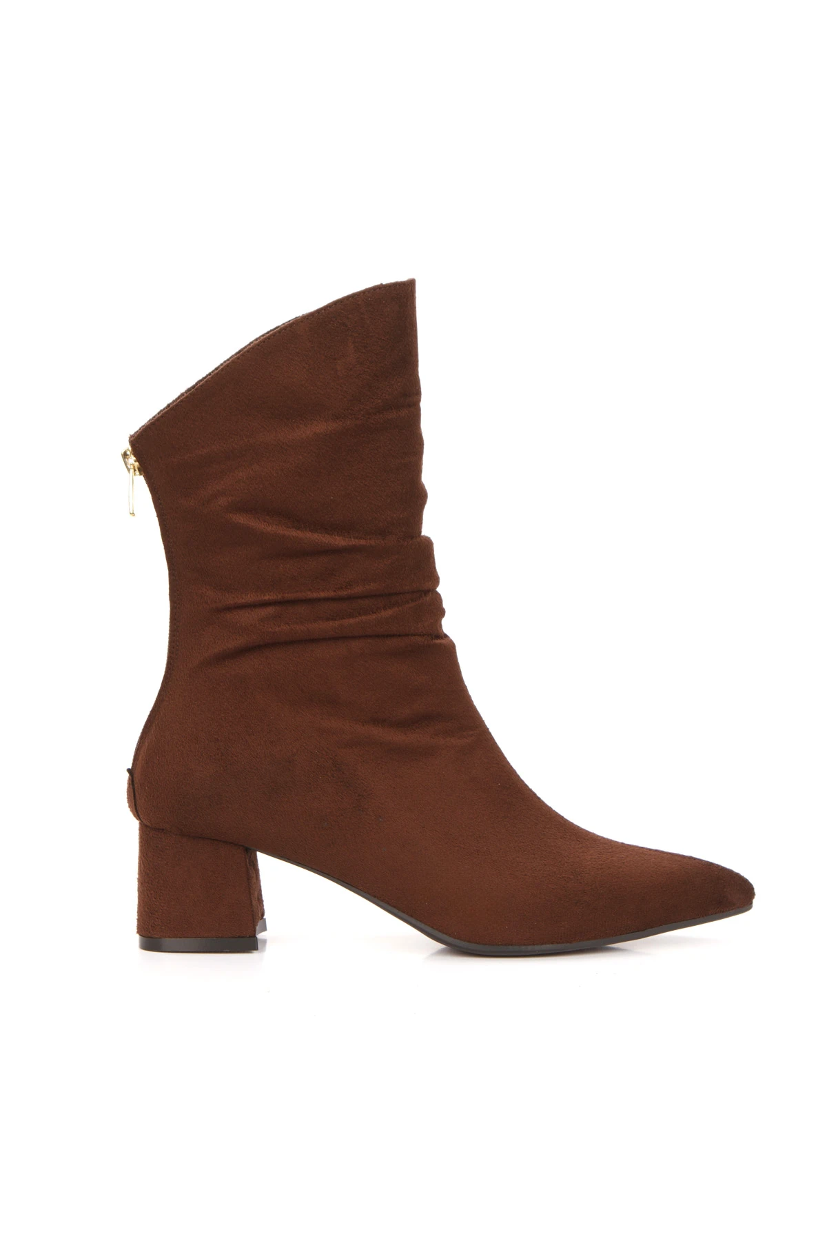 Emma kadın körüklü kalın topuk bot - kahverengi
