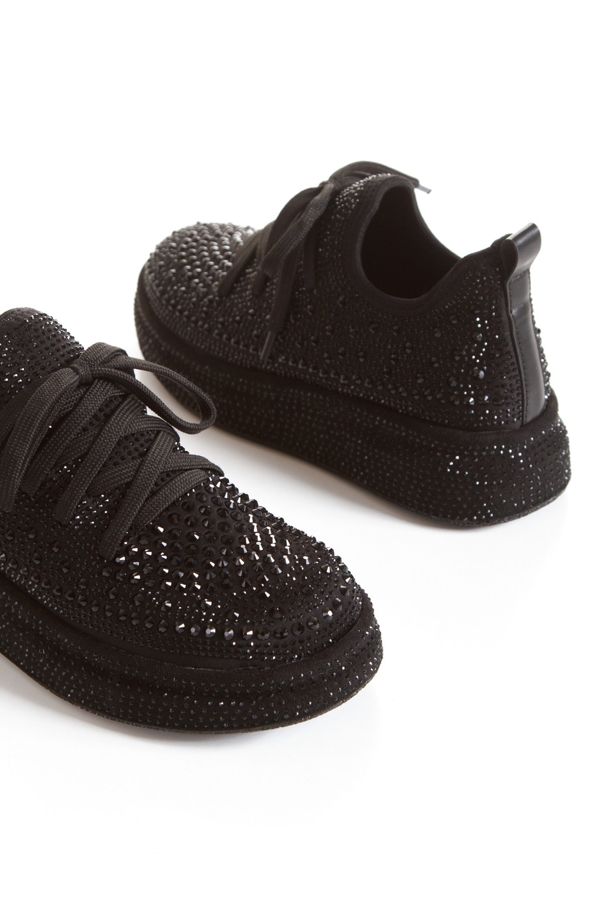 Evie  Taşlı Yüksek Platform Tabanlı Sneaker - siyah