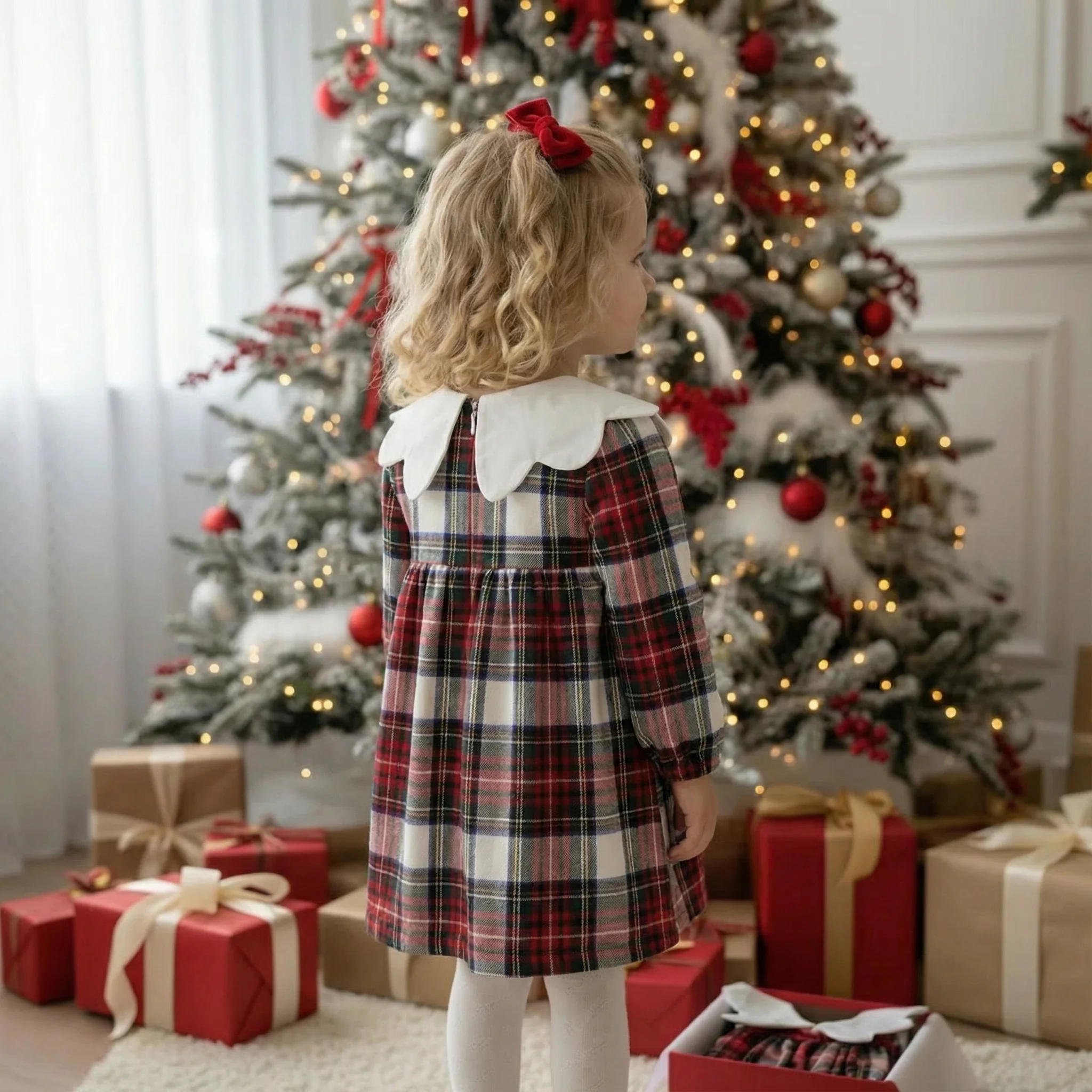 Organik Vintâge Ekose Elbise