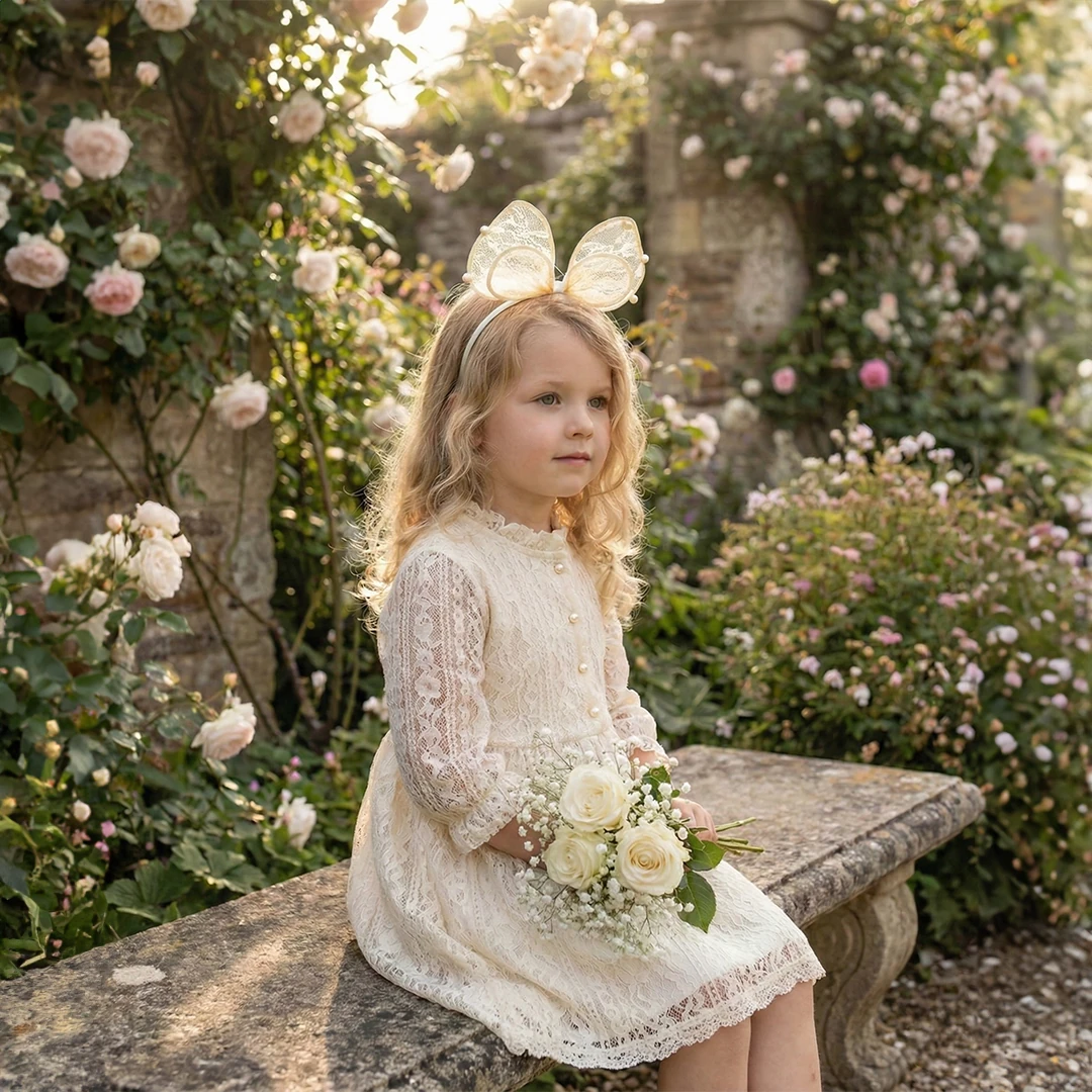 Fransız Danteli ve İnci Detaylı Taç image