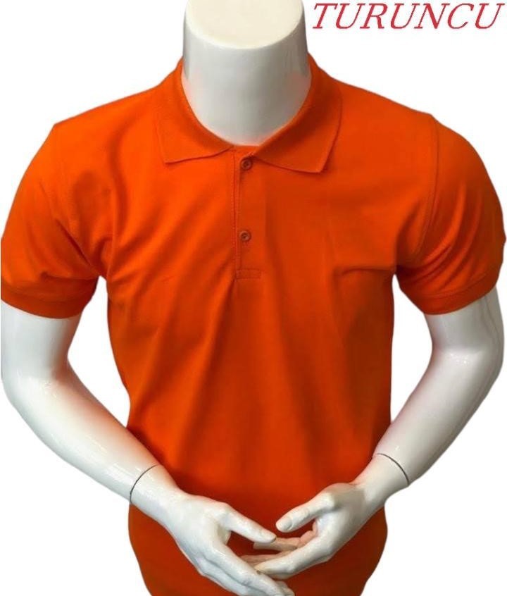 Beyaz polo yaka Tişört  - Turuncu main variant image