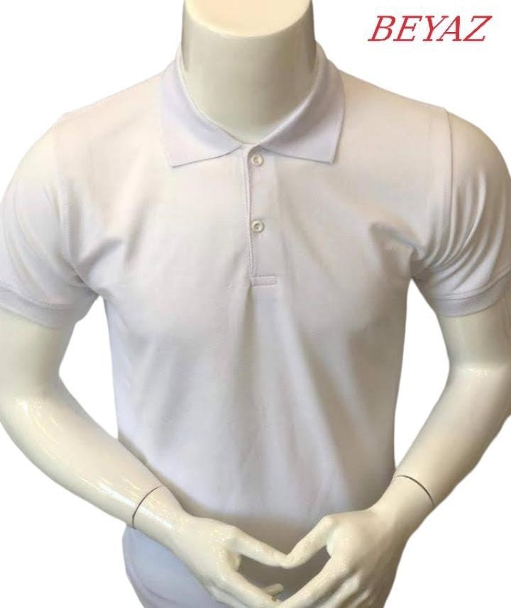 Beyaz polo yaka Tişört  - Beyaz main variant image