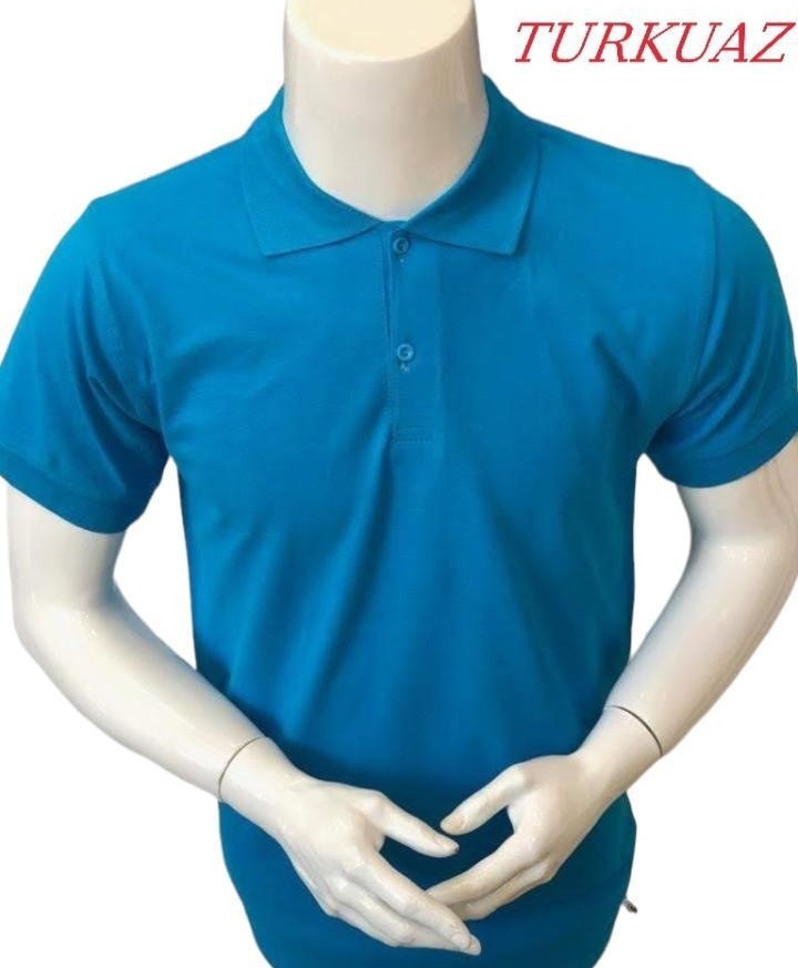 Beyaz polo yaka Tişört  - Turkuaz main variant image
