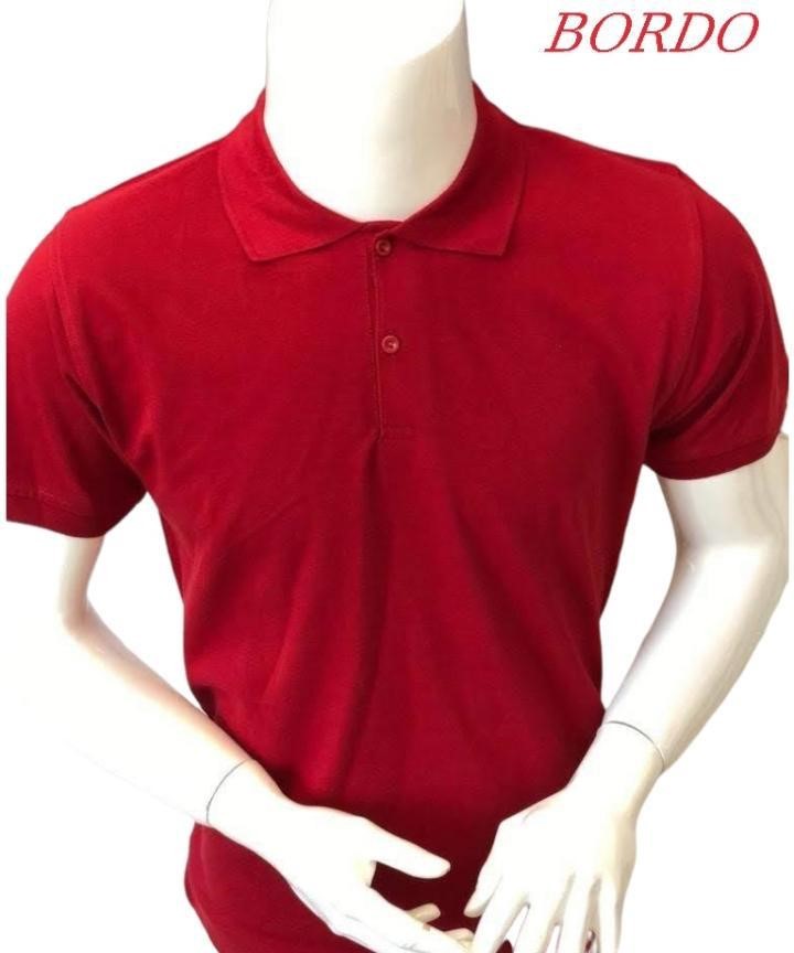 Beyaz polo yaka Tişört  - Bordo main variant image