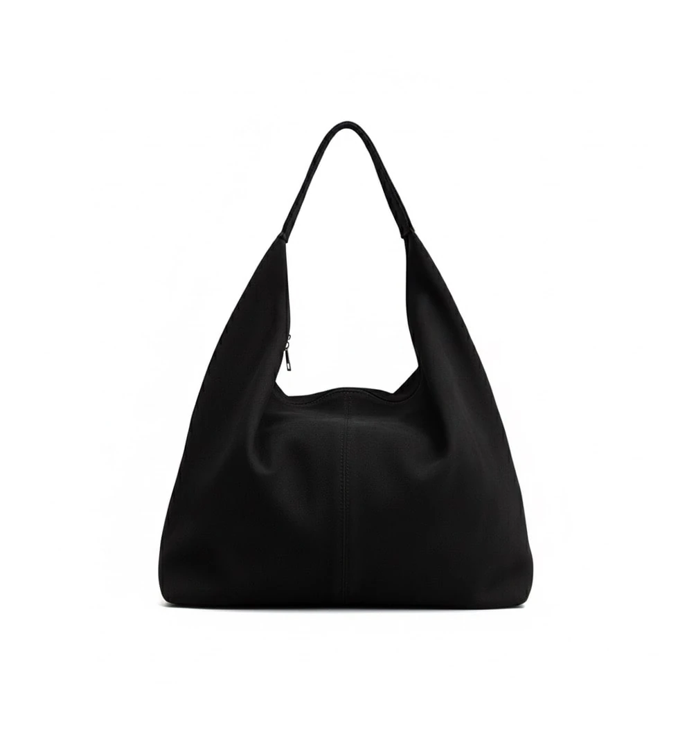 Süet Tote Çanta - Siyah