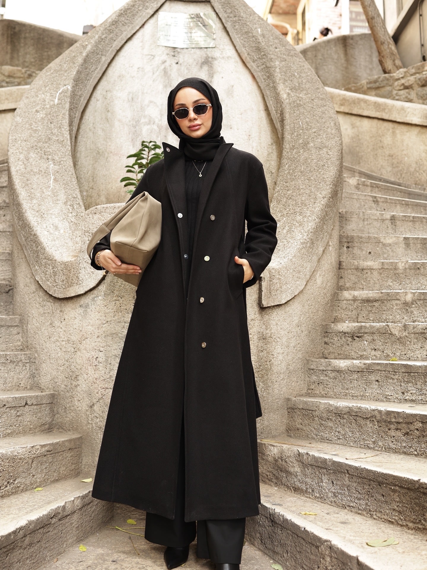 Atkılı Tam Boy Kaşe Kaban