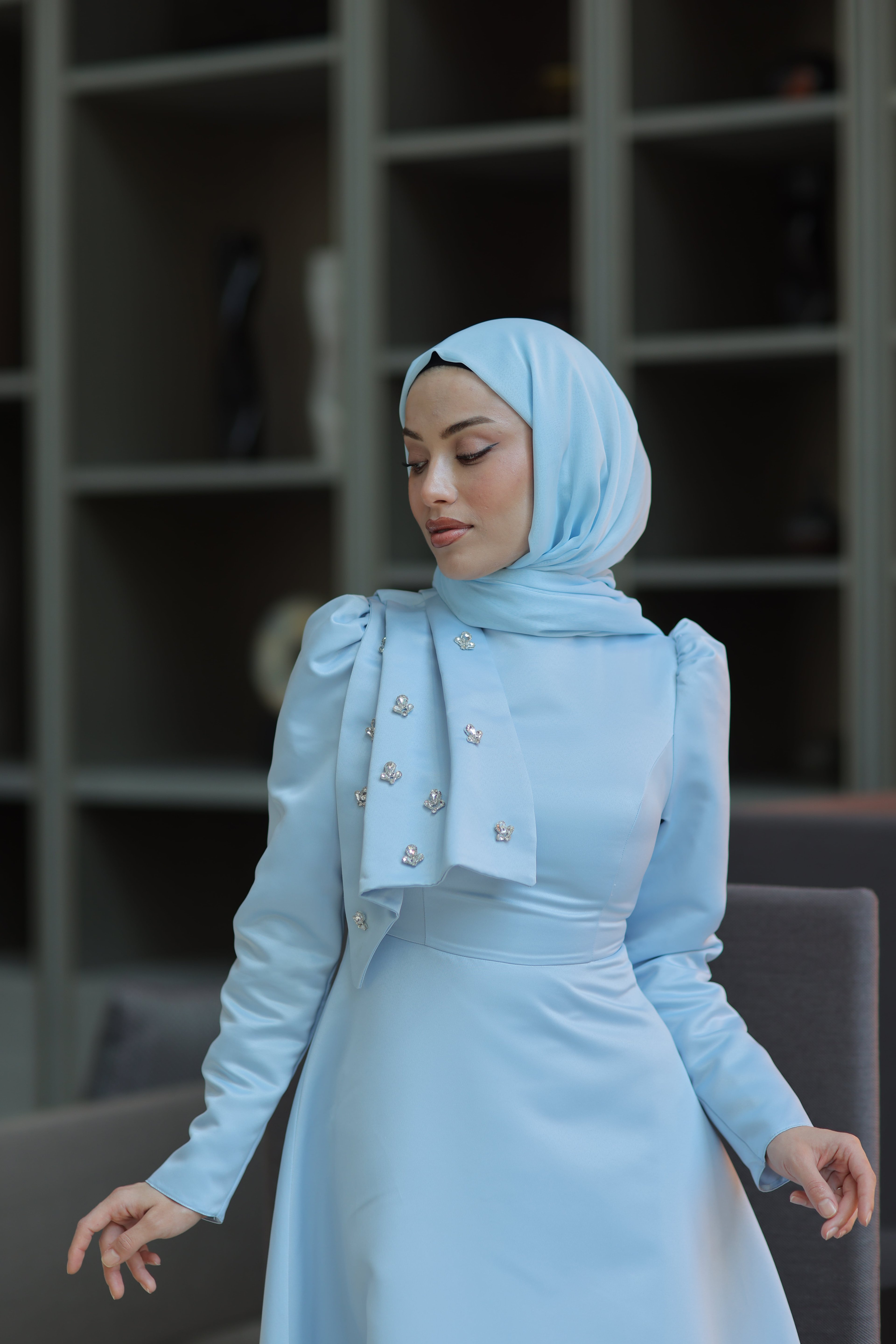 Moka Saten Abiye - Mavi