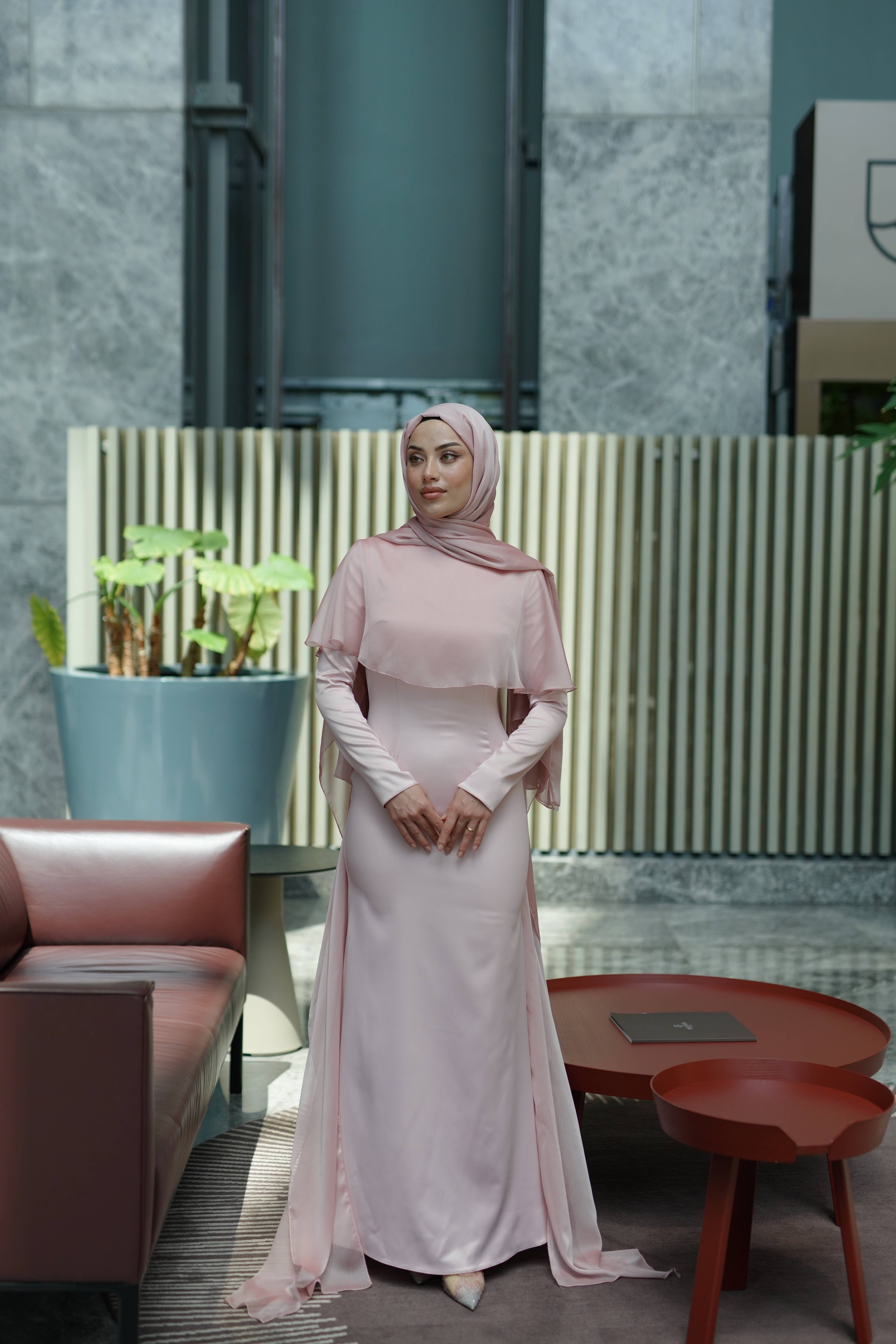 İpekyolu Saten Abiye - Pudra Pembe