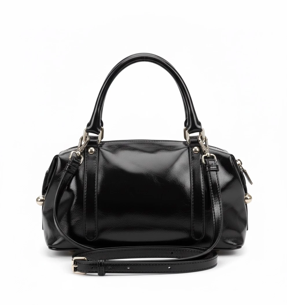 Deri Görünümlü Omuz Çantası - Siyah