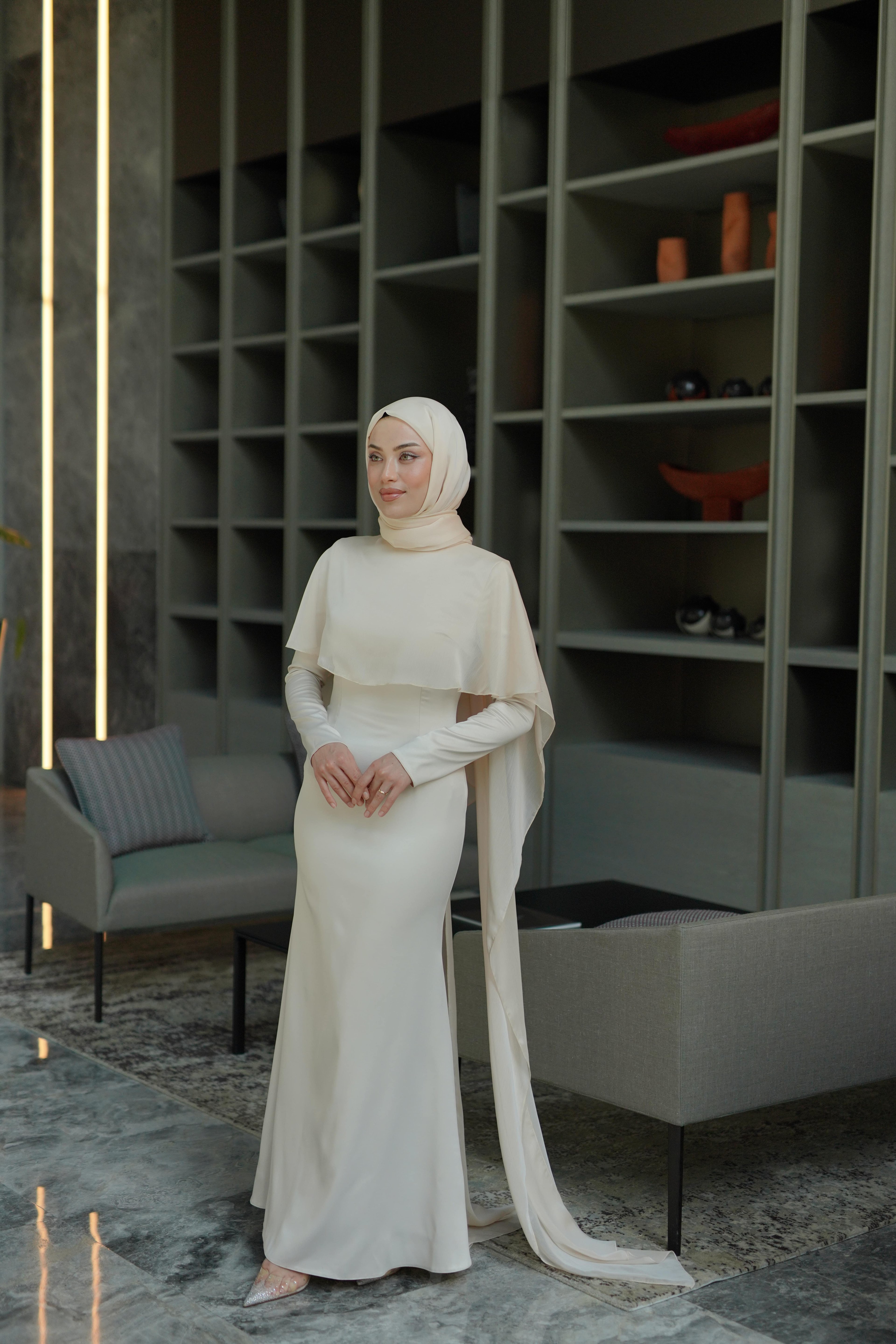 İpekyolu Saten Abiye - Bej