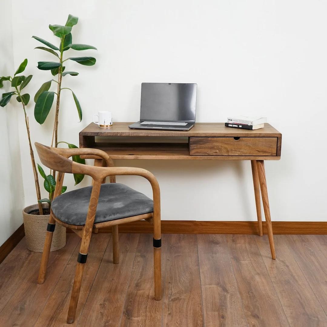 Walnut Computer and Desk - With Shelves and Drawers (Handmade)