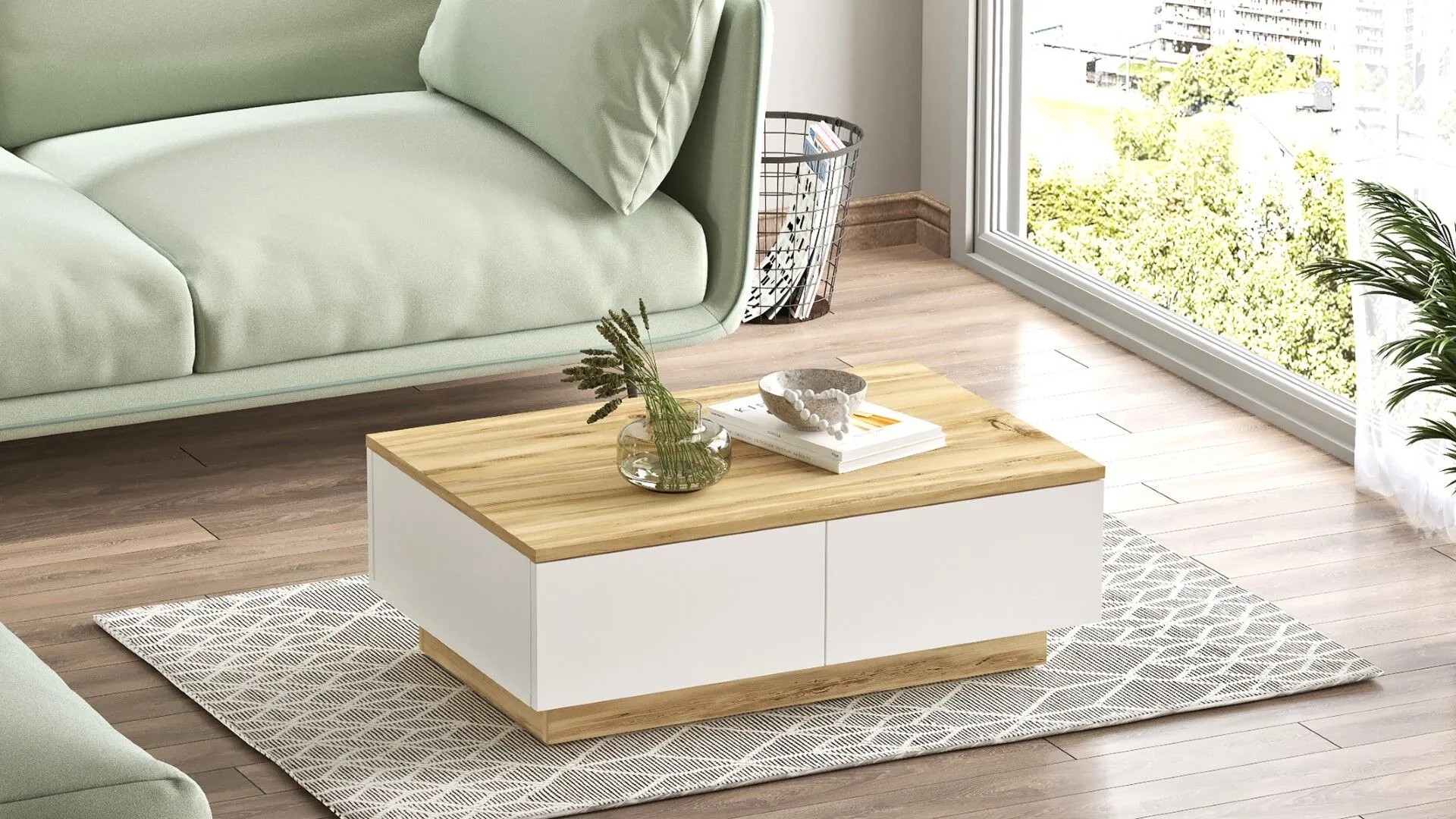 Table basse en feutre blanc Inovation | Table basse couverte