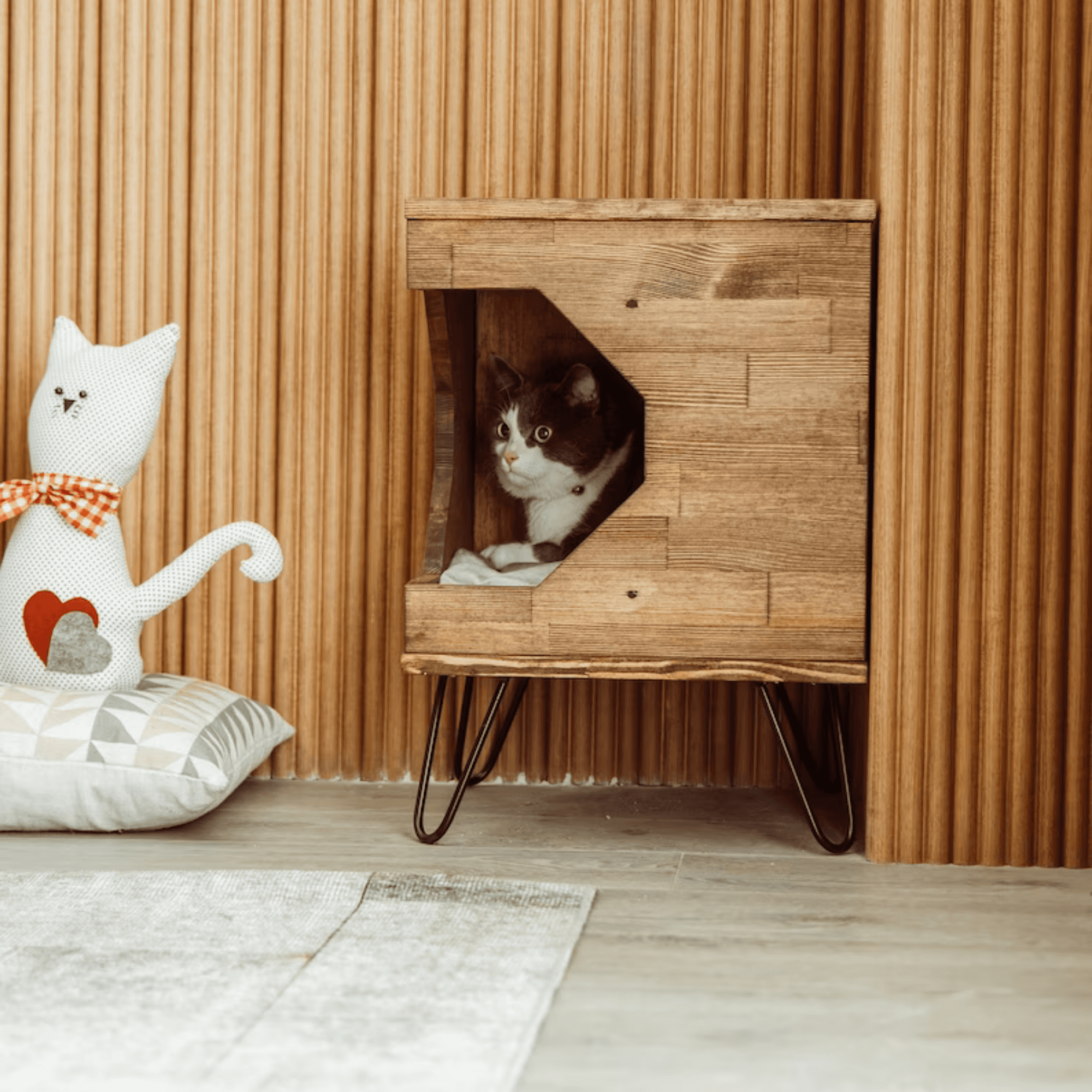 Maison de chat solitaire | Maison pour animaux de compagnie en bois | Meubles pour animaux de compagnie