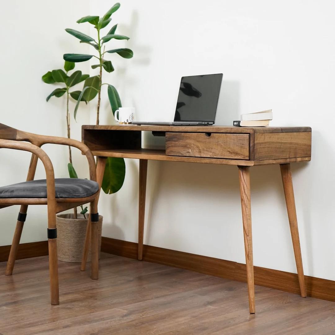 Walnut Computer and Desk - With Shelves and Drawers (Handmade)