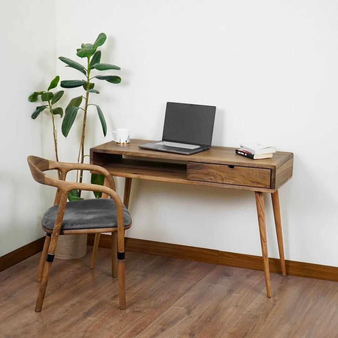 Walnut Computer and Desk - With Shelves and Drawers (Handmade)