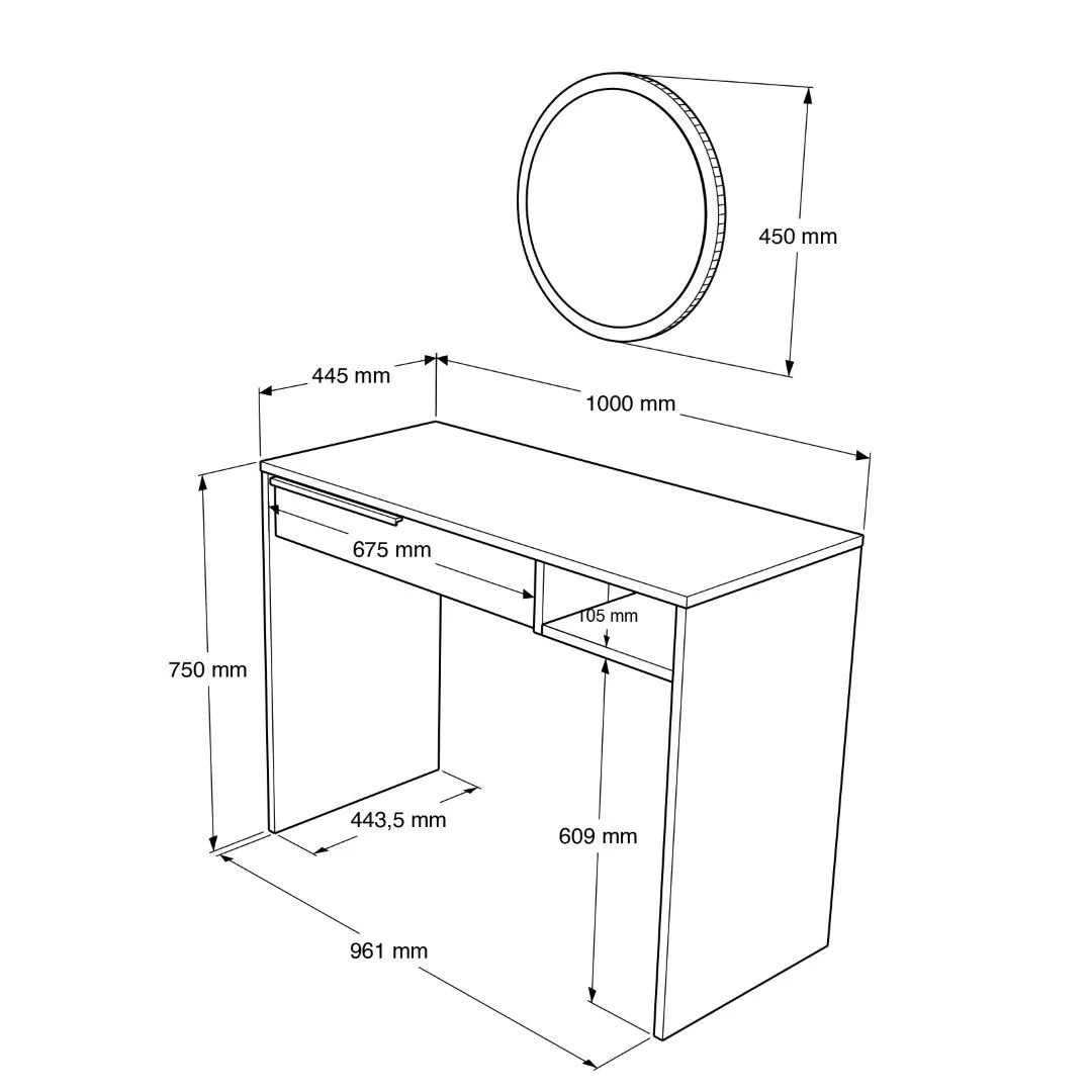 Table de maquillage à la chaux | Table de maquillage | Table de soins personnels