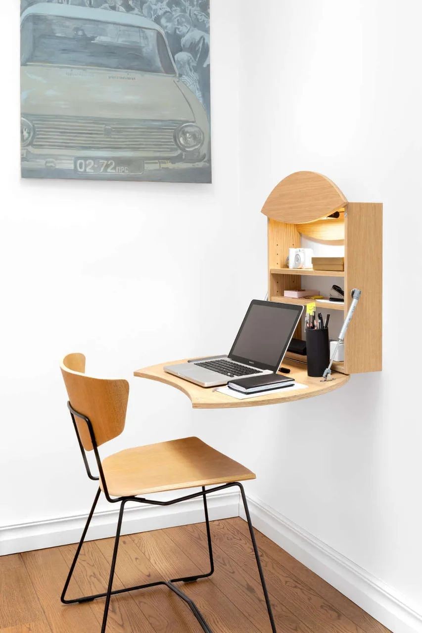 Linerora Wall Mounted Secretary Desk With Wooden Cover