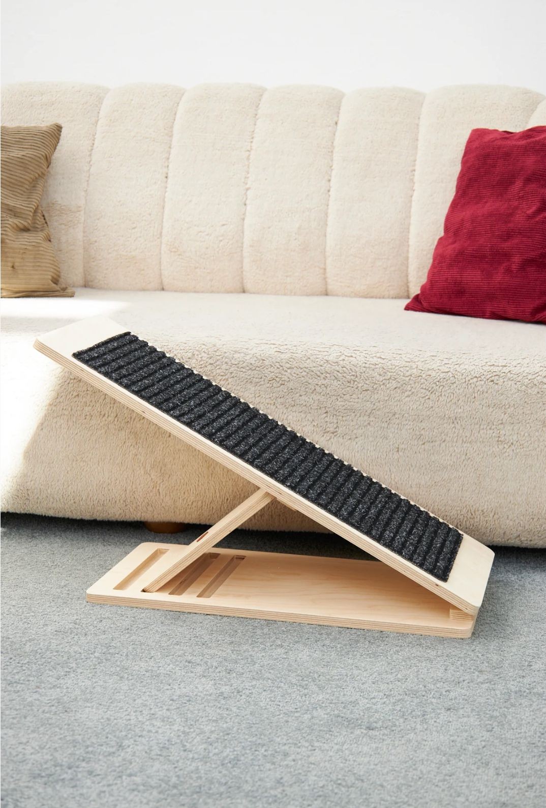 Linerora Adjustable Demountable Wooden Dog Climbing Ramp Gray