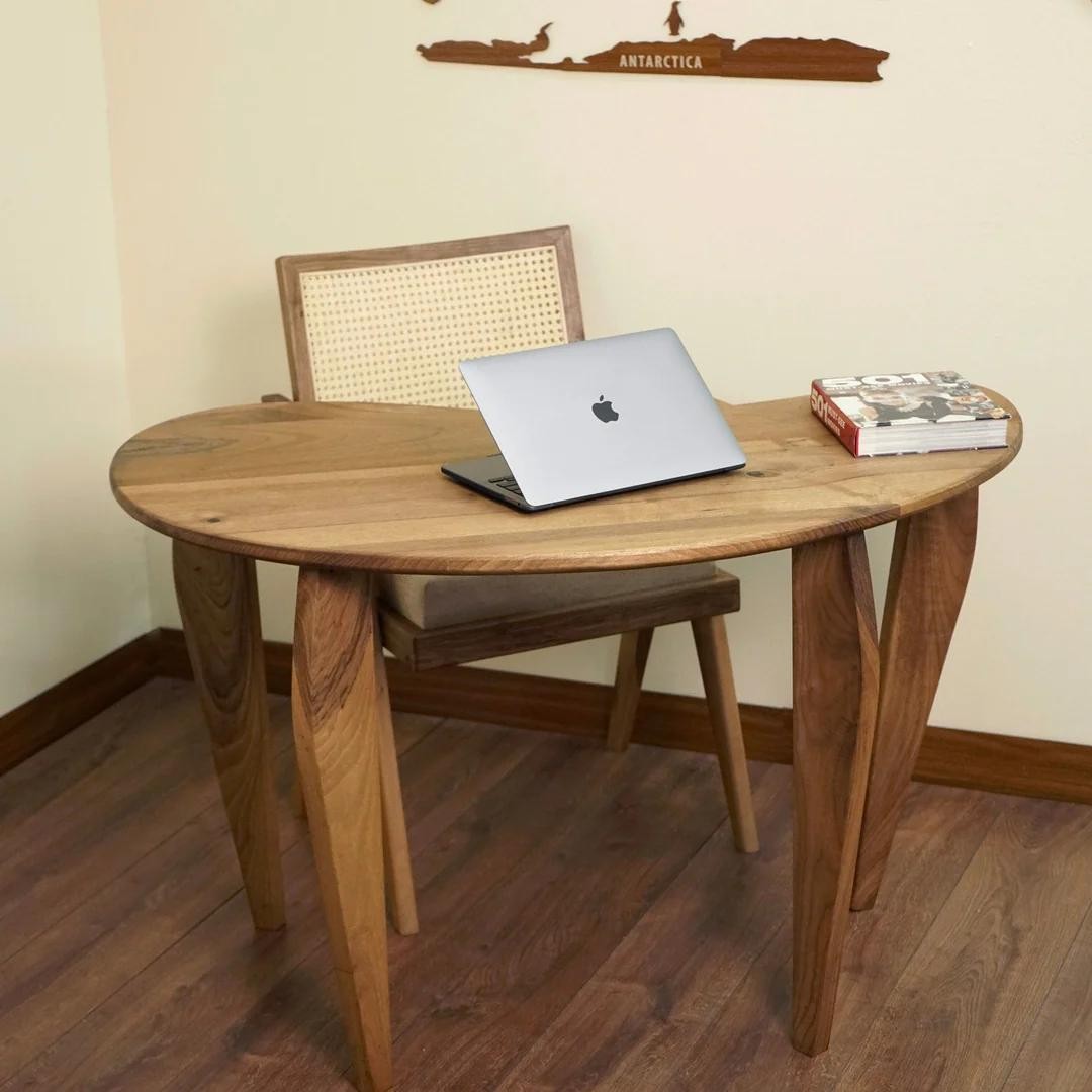 Walnut Computer Desk - Bean Model Office Desk (Handmade)