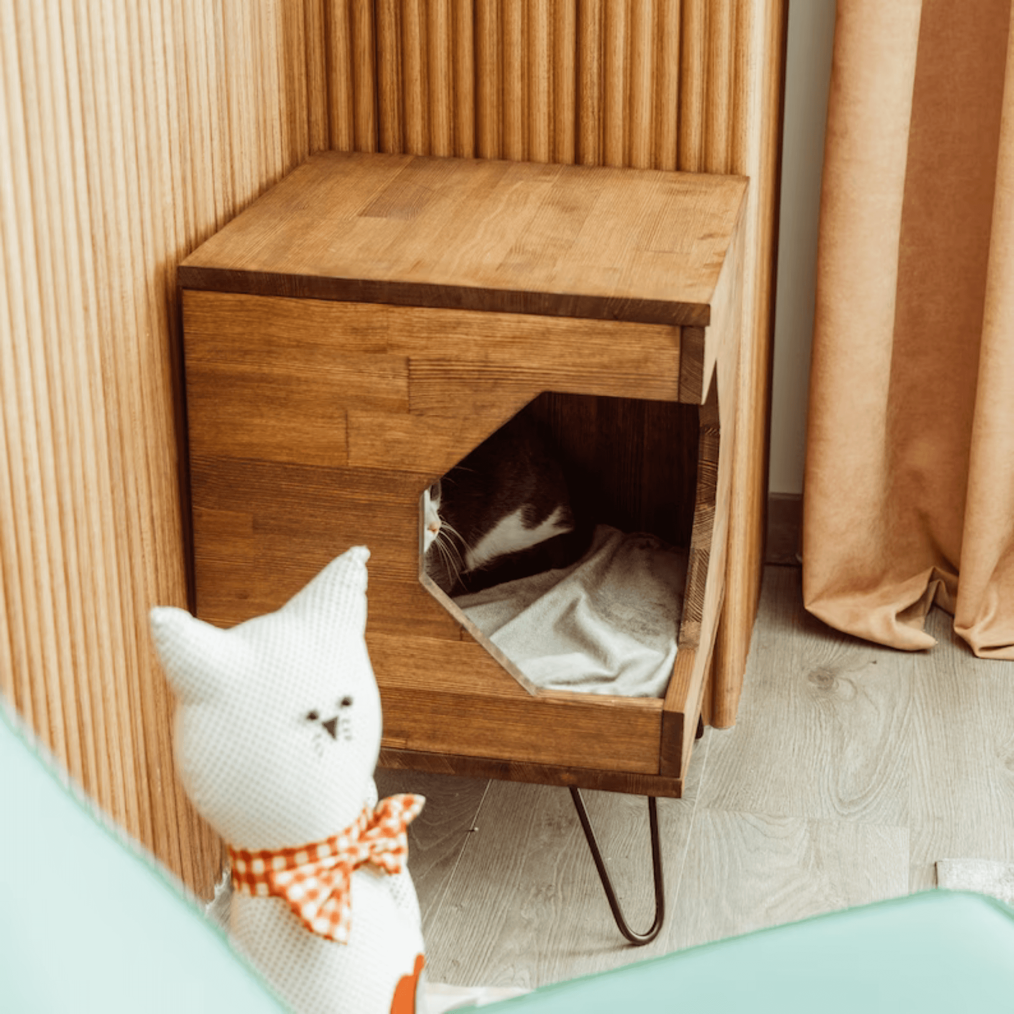 Maison de chat solitaire | Maison pour animaux de compagnie en bois | Meubles pour animaux de compagnie