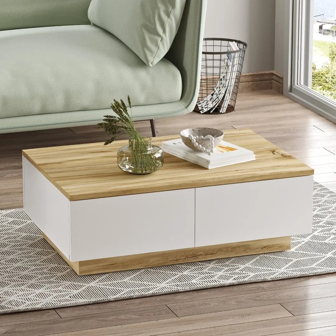 Mesa de centro Inovation de fieltro blanco | Mesa de centro cubierta