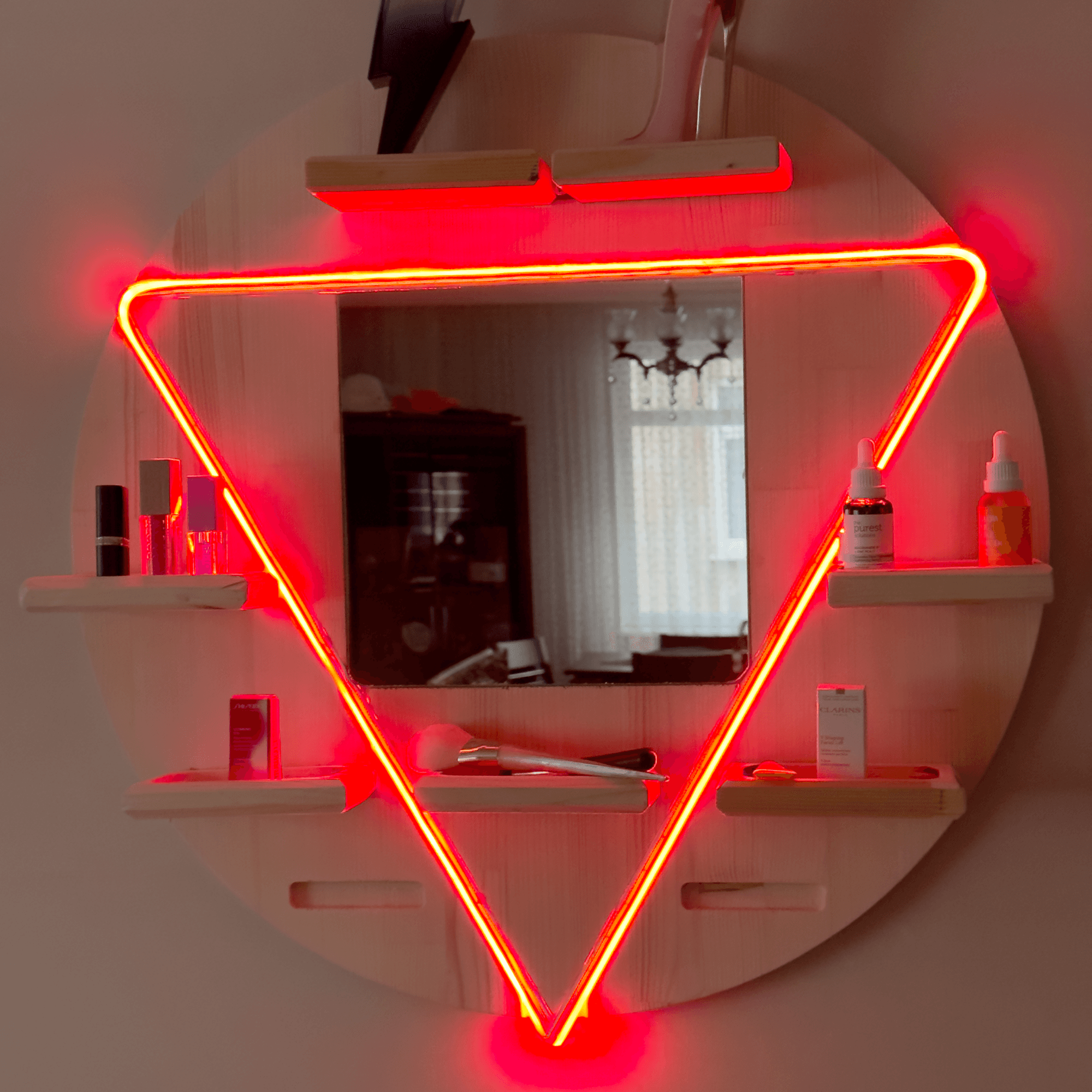 Mirrored Neon LED Makeup Shelf | Makeup Organizer