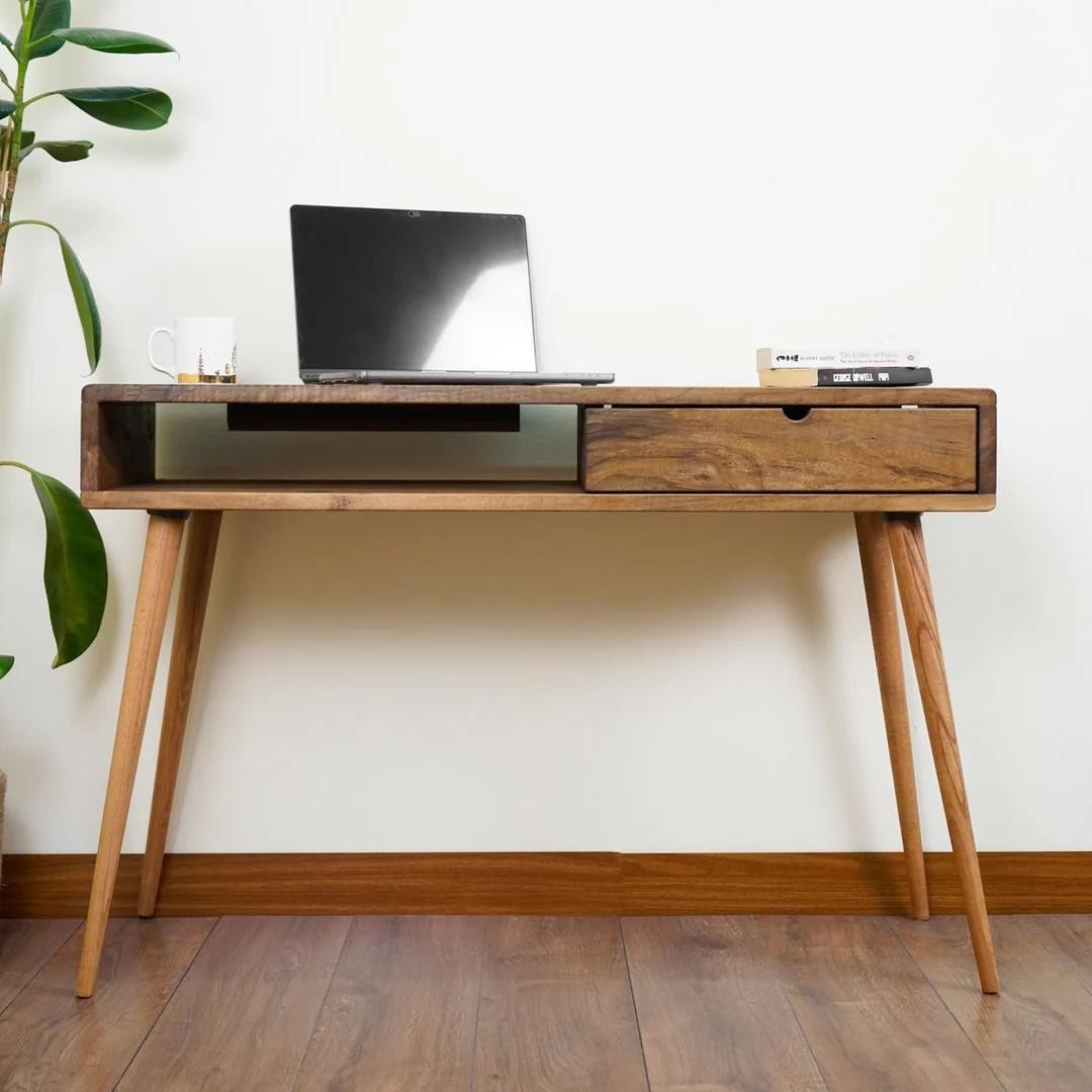 Walnut Computer and Desk - With Shelves and Drawers (Handmade)