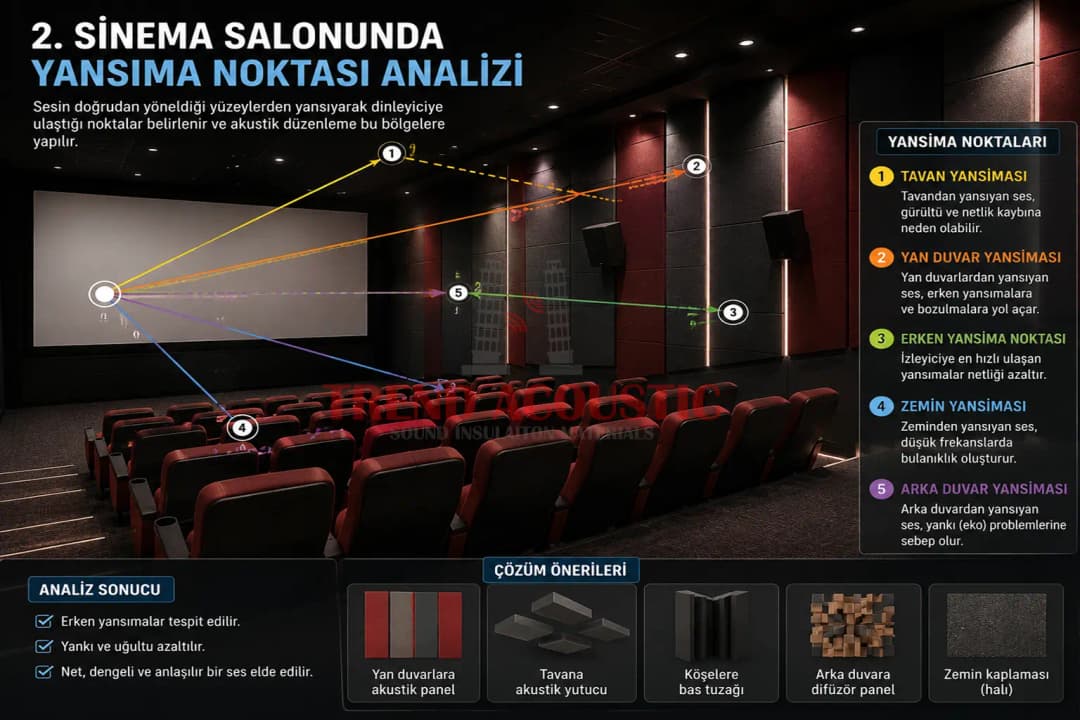 Sinema salonunda yansıma noktası analizi