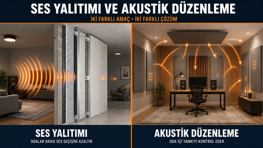 Ses yalıtımı ile akustik düzenleme karşılaştırması