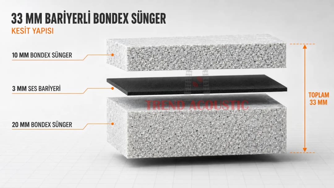 33 mm bariyerli bondex sünger kesit yapısı