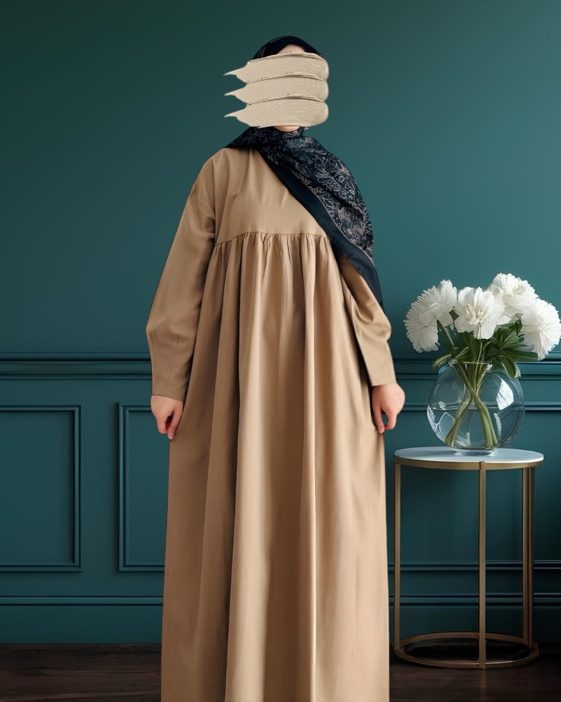 Keten Robalı Elbise - CAMEL