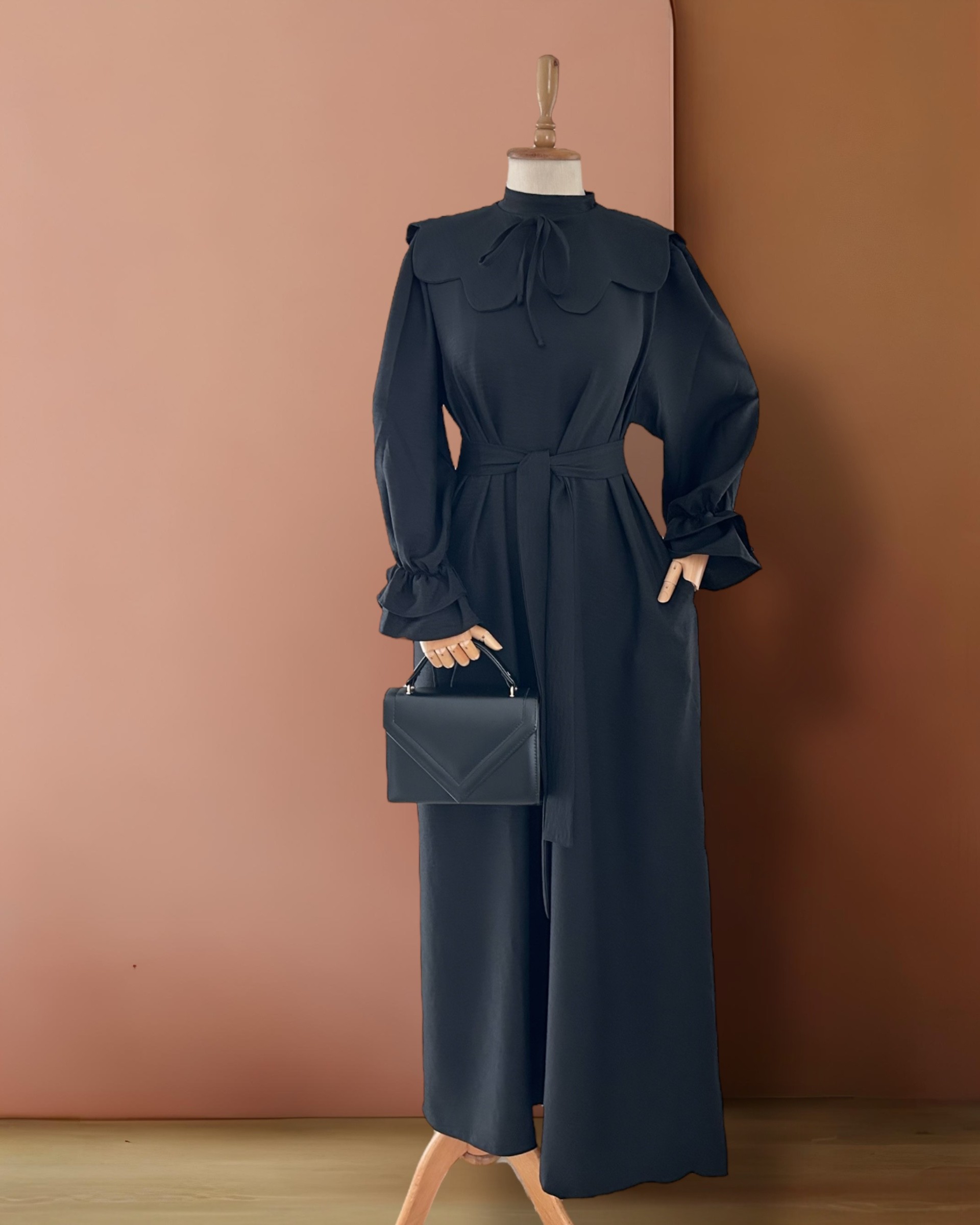 Yakalı Elbise - SiYAH