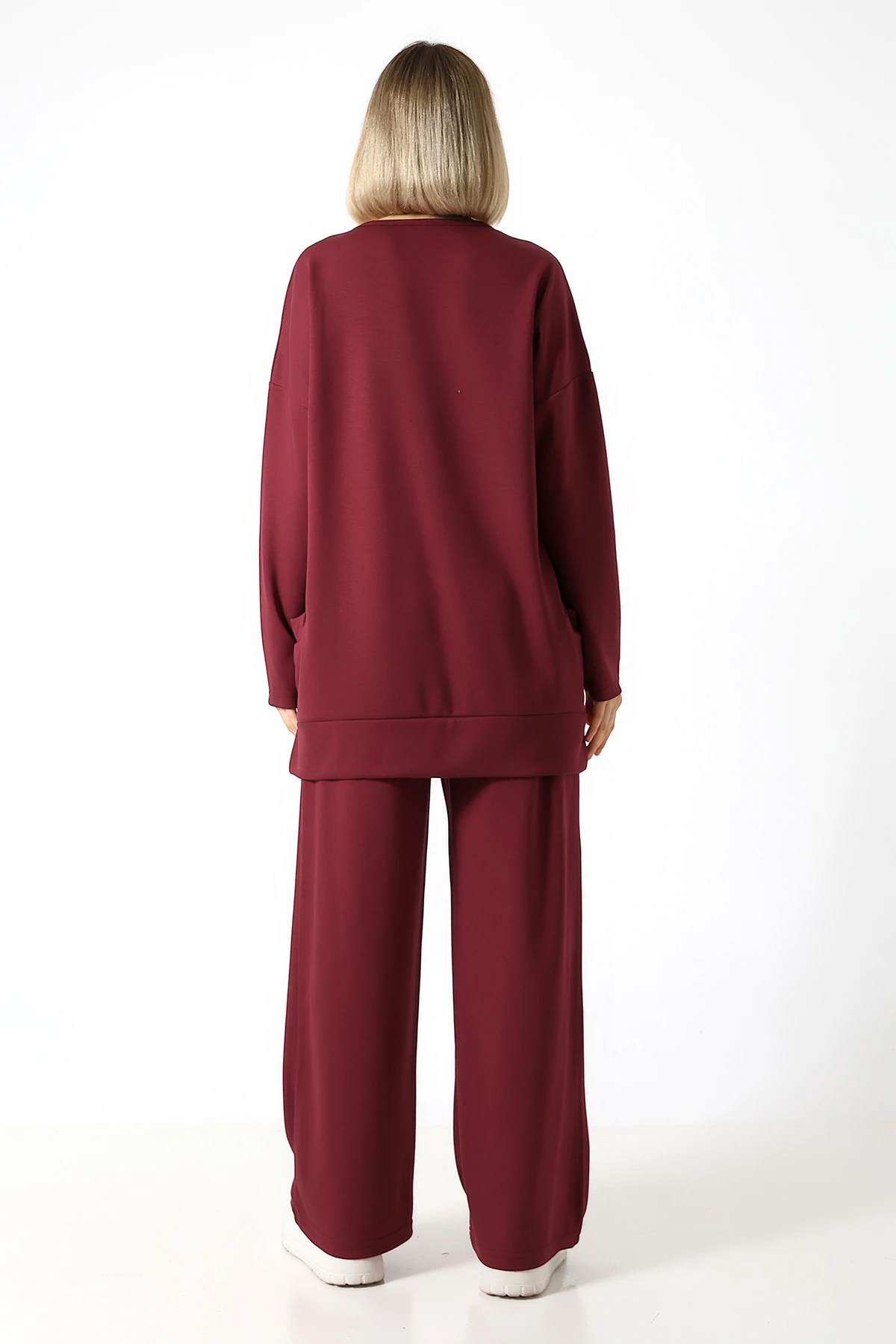 SABR Düz PolyViskon Kumaş İkili Takım – Rahat Kesim Tunik & Pantolon Kombini