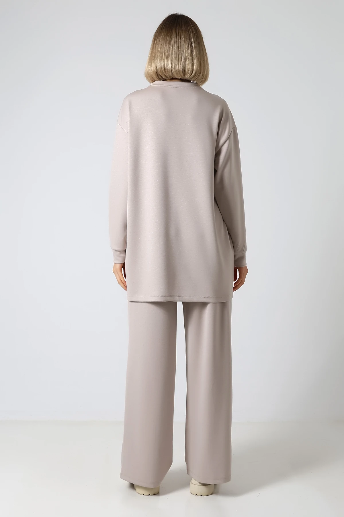 SABR Düz Polyviskon Cepli Tunik & Pantolon İkili Takım – Günlük Şık Kombin