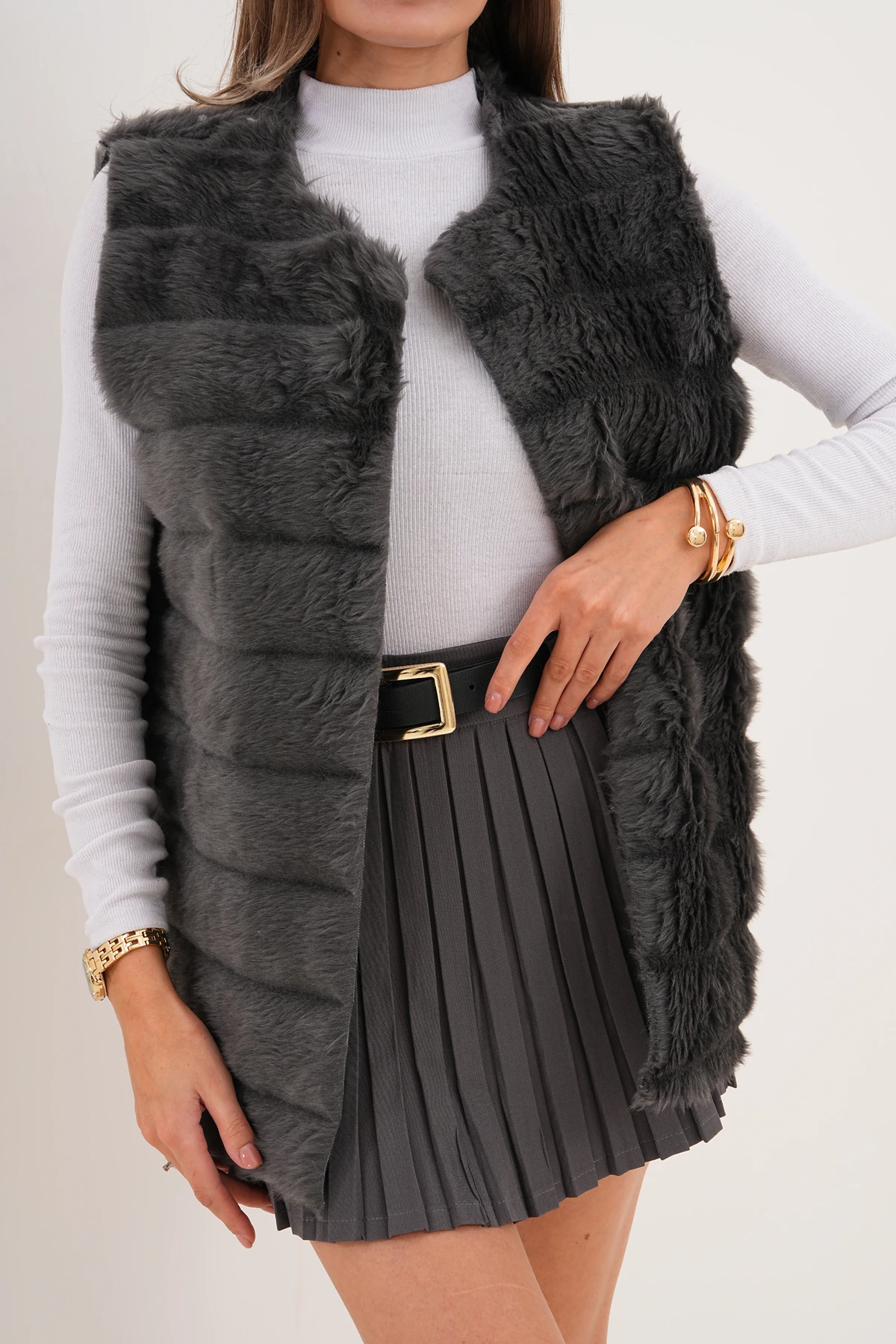 Peluş Yelek - Antrasit