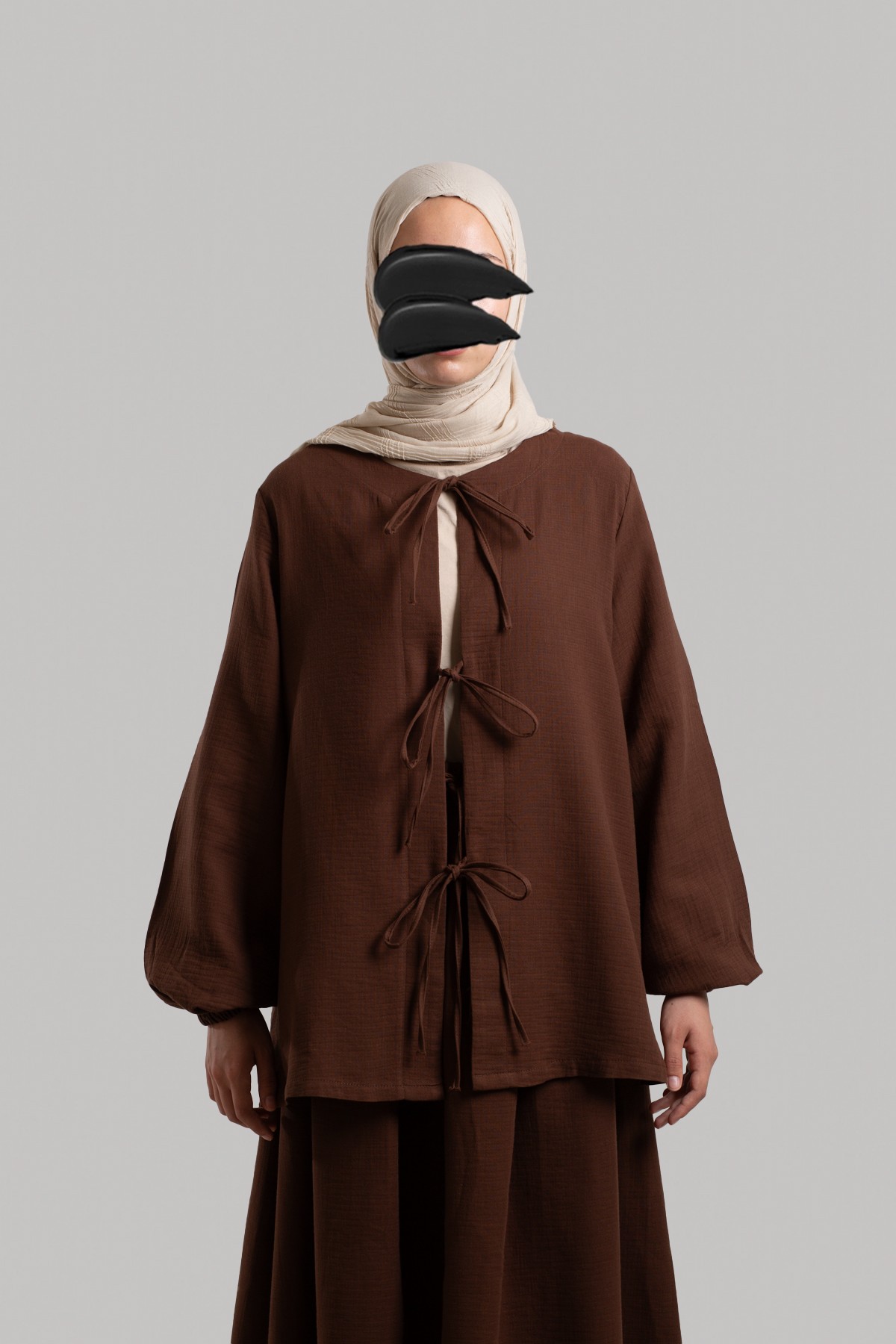 Bow-Detail Muslin Jacket - Bitter Brown