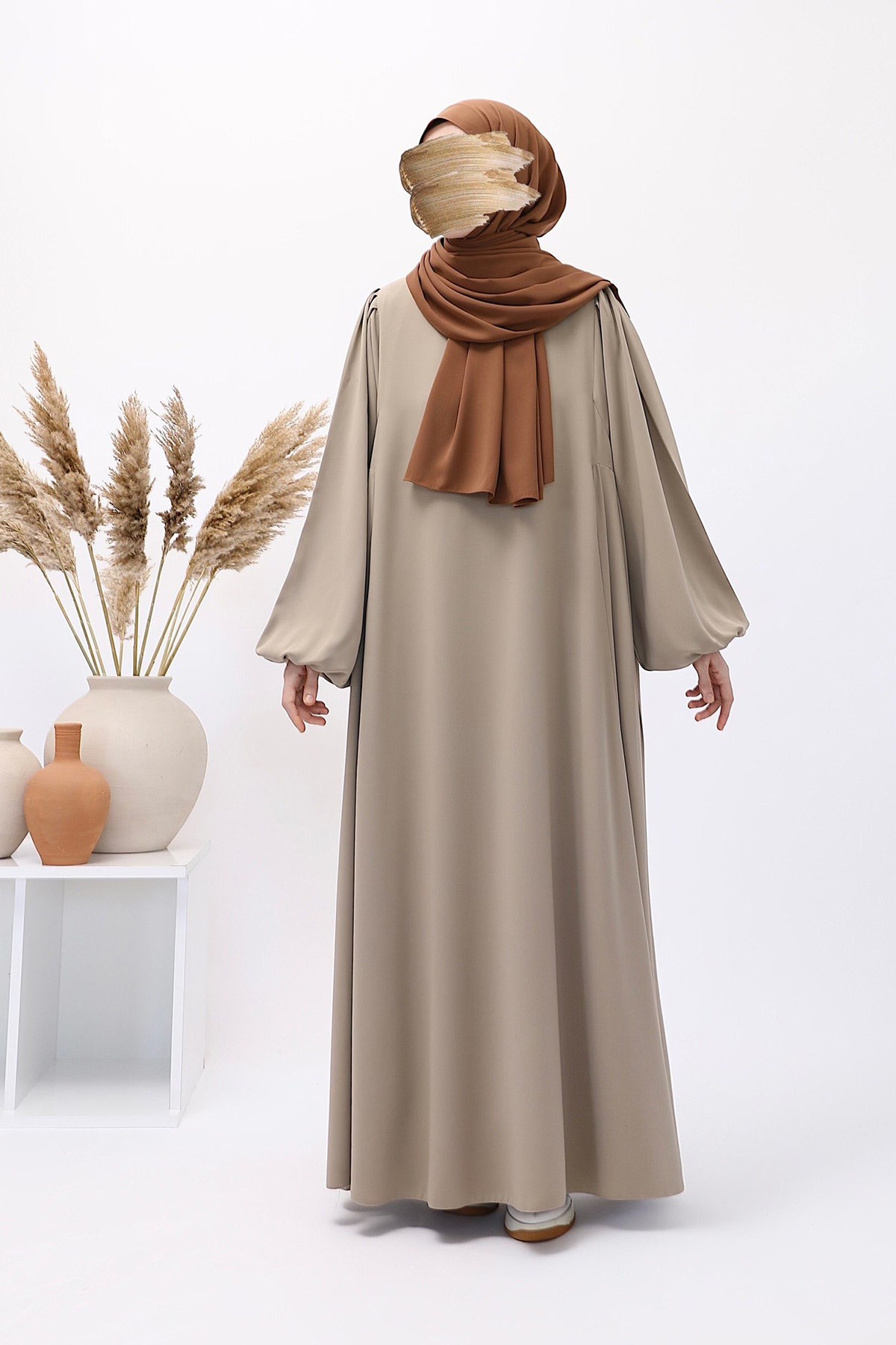 Neva Modest Dress Abaya - Latte