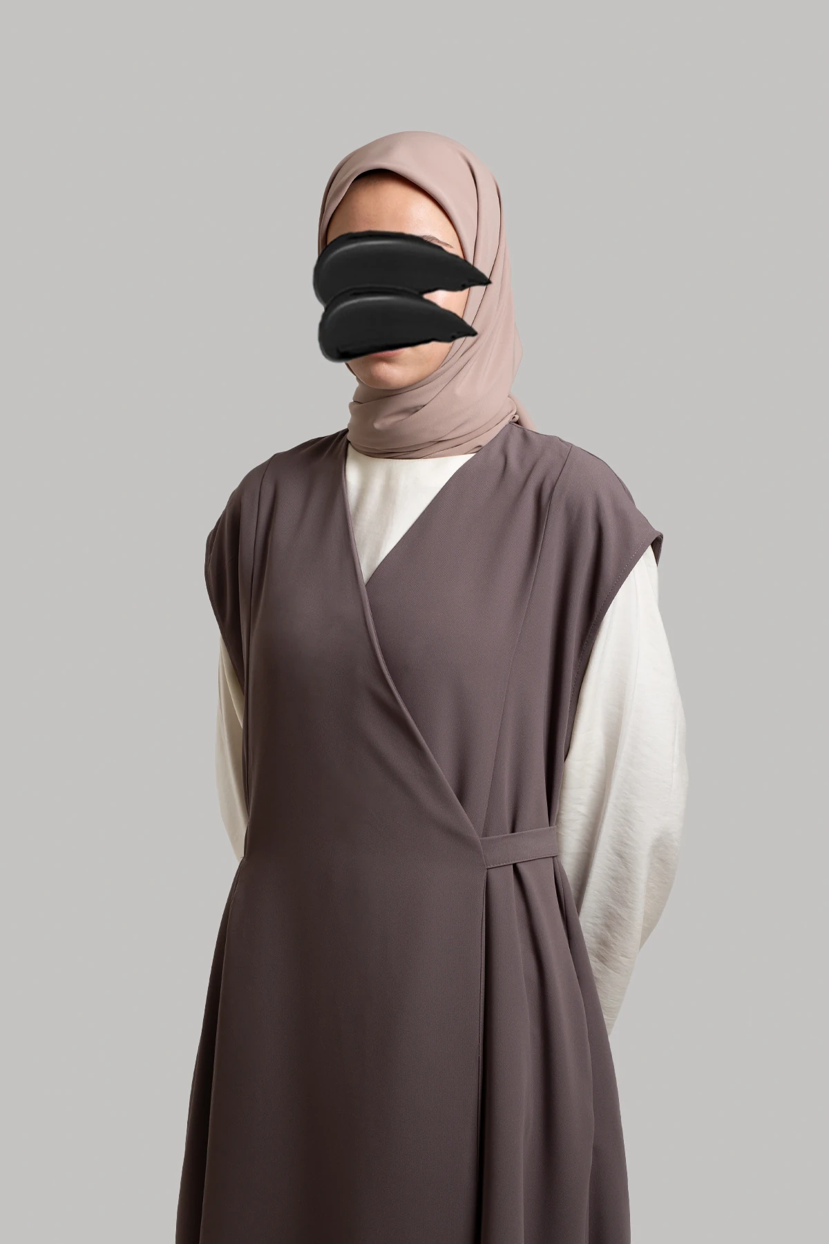 Wrap Crepe Pinafore Dress