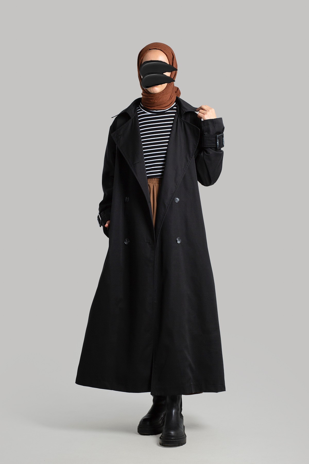 Buckle Trench Coat - Black