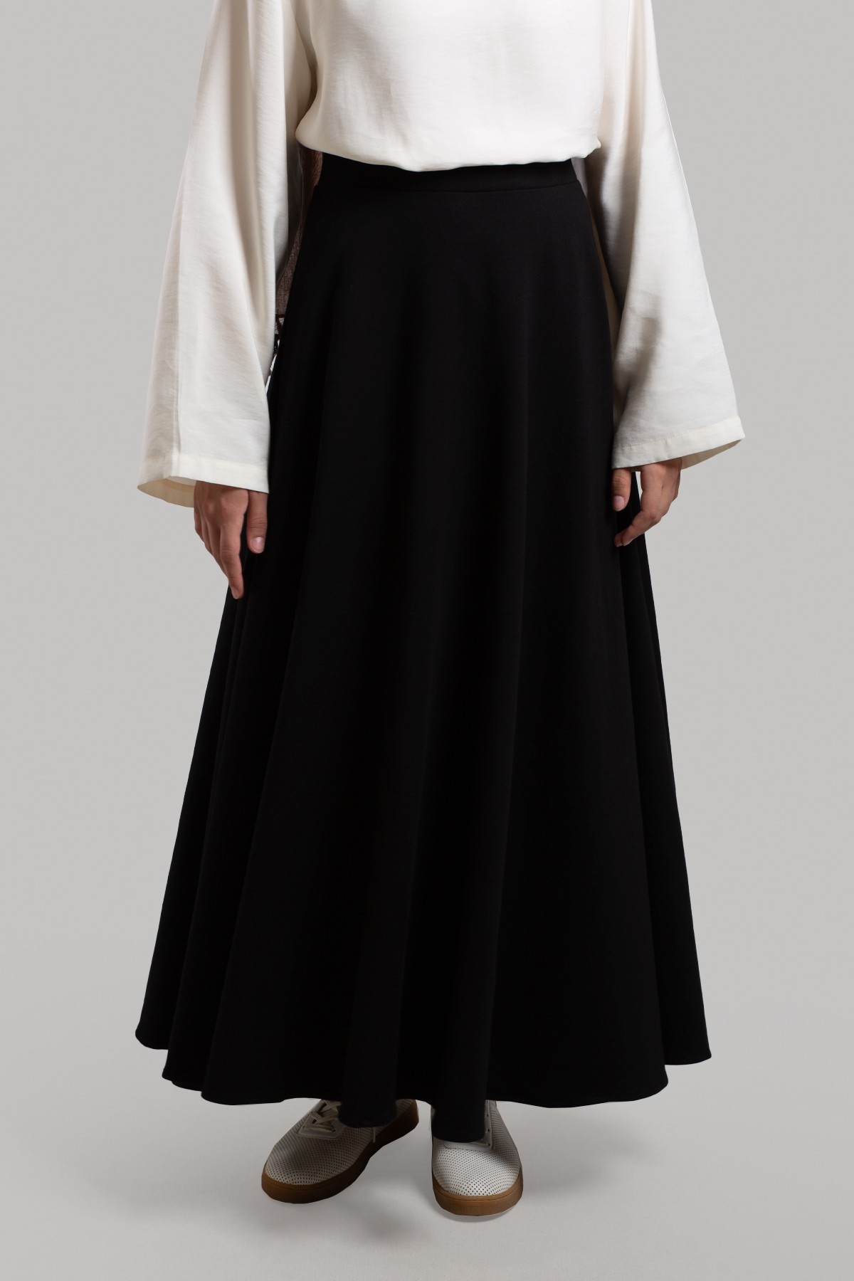 Elastic Waist Flared Skirt