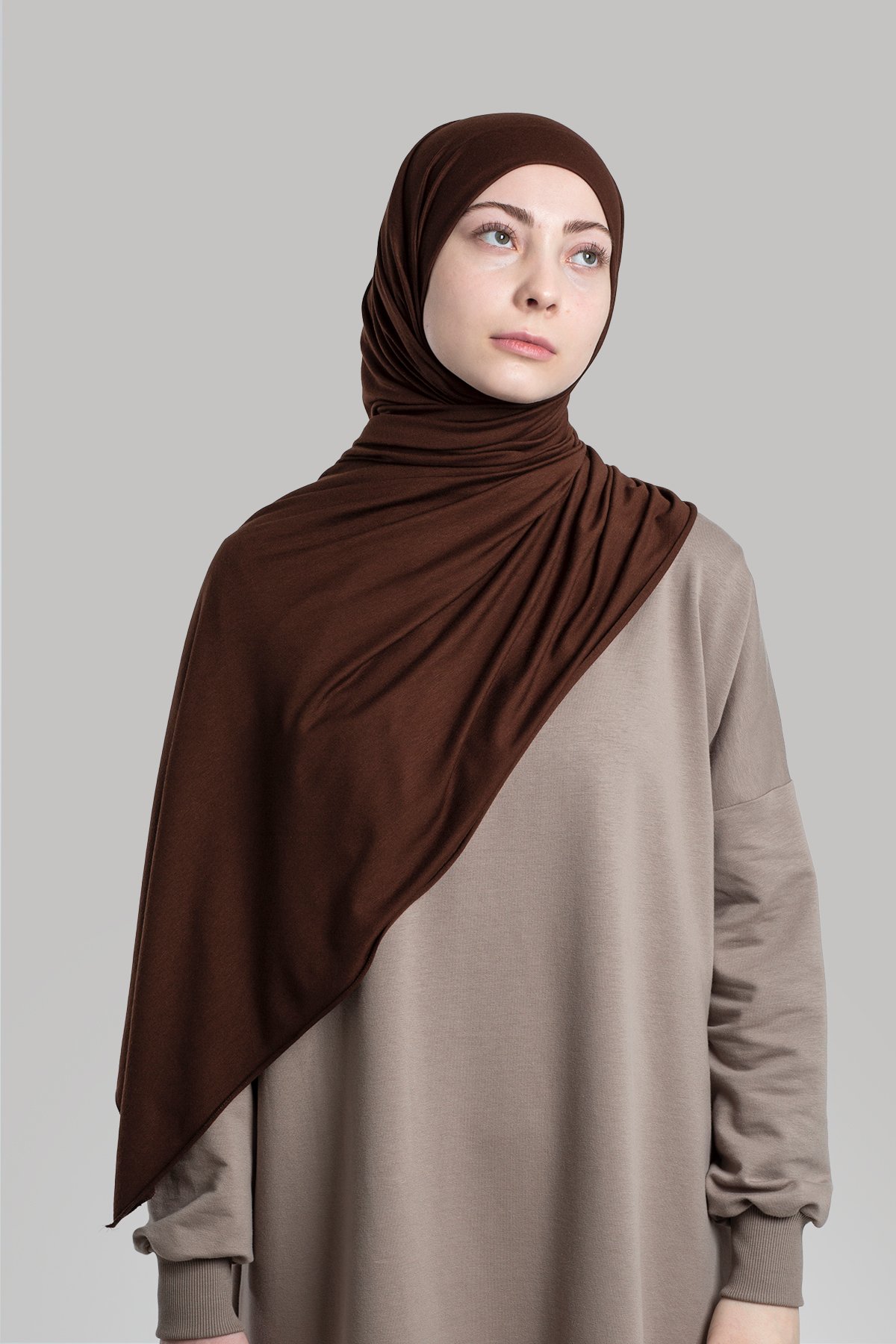 Combed Cotton Shawl - Coffee